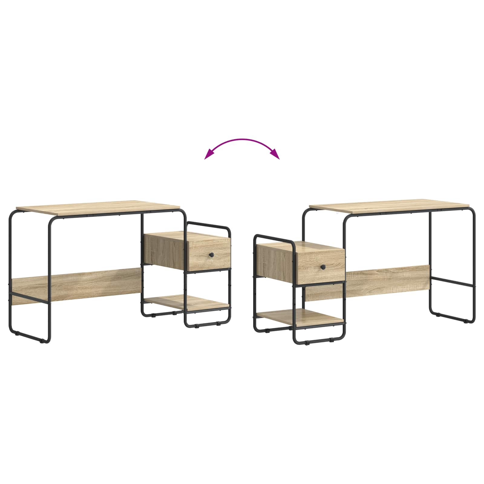 Oak Desk With Storage 131.5x50x75.5cm