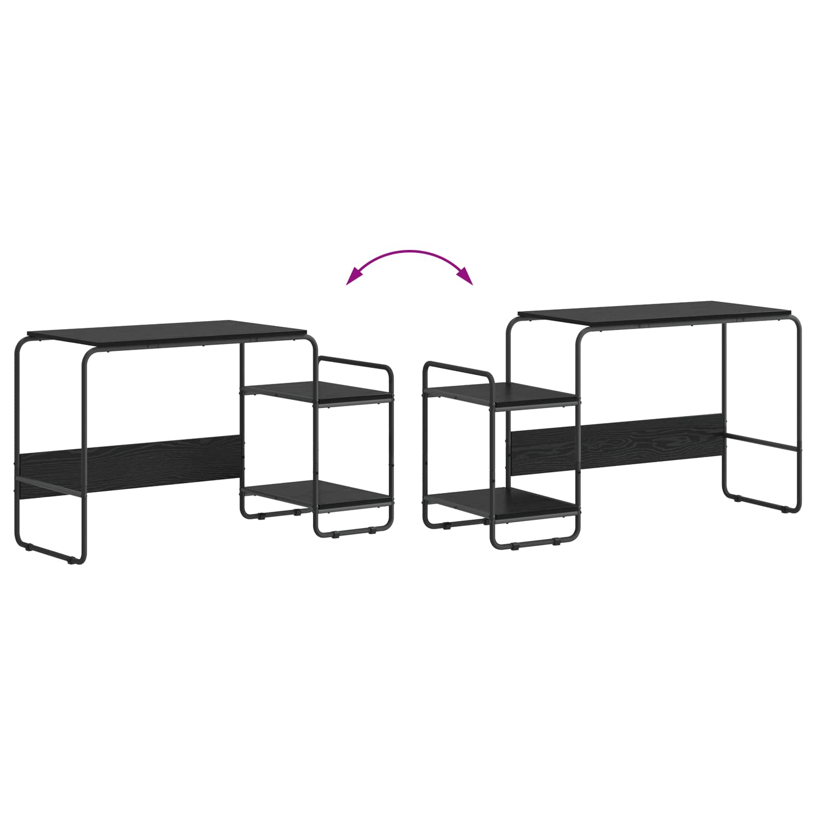 Office Desk Black Storage 131.5x50x75.5cm