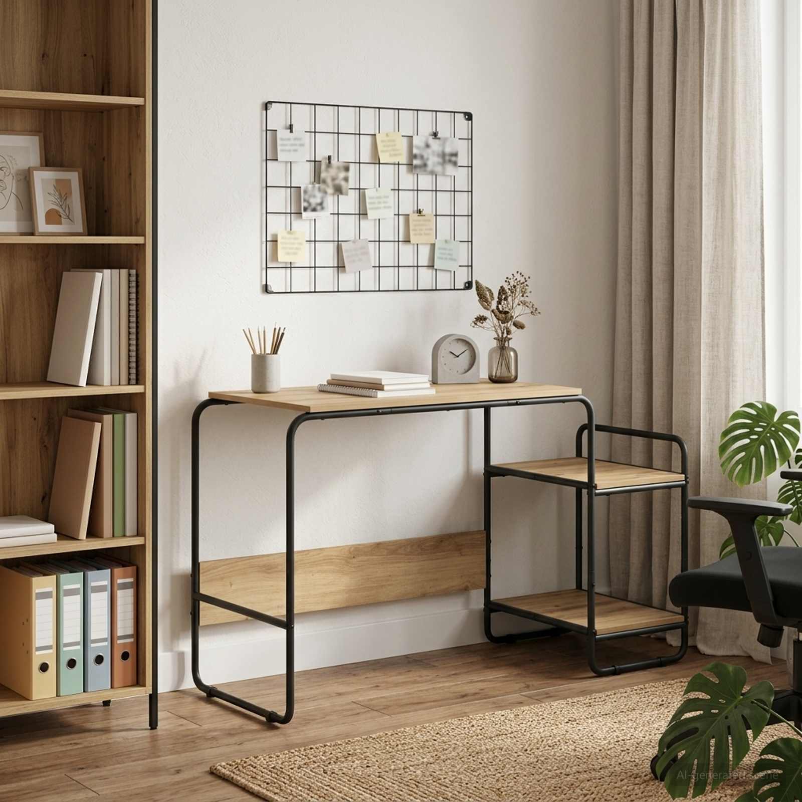Office Desk Artisan Oak Storage 131.5x50x75.5cm