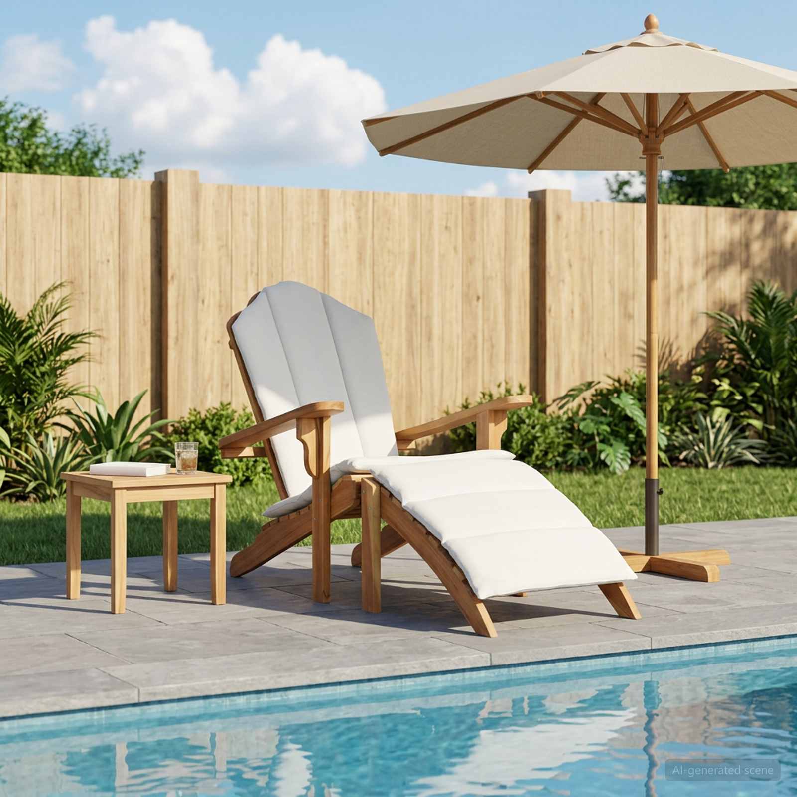 Teak Garden Chair With Footrest 78x155x94cm