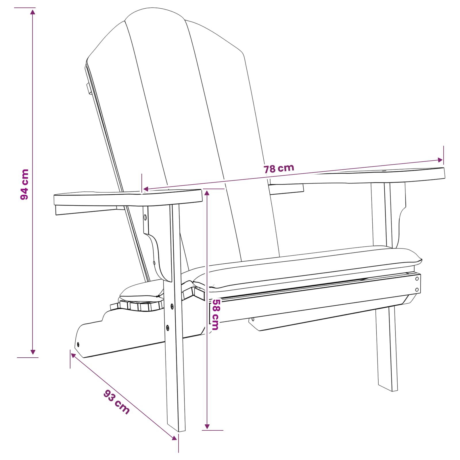 Teak Adirondack Chair Natural 78x93x94cm