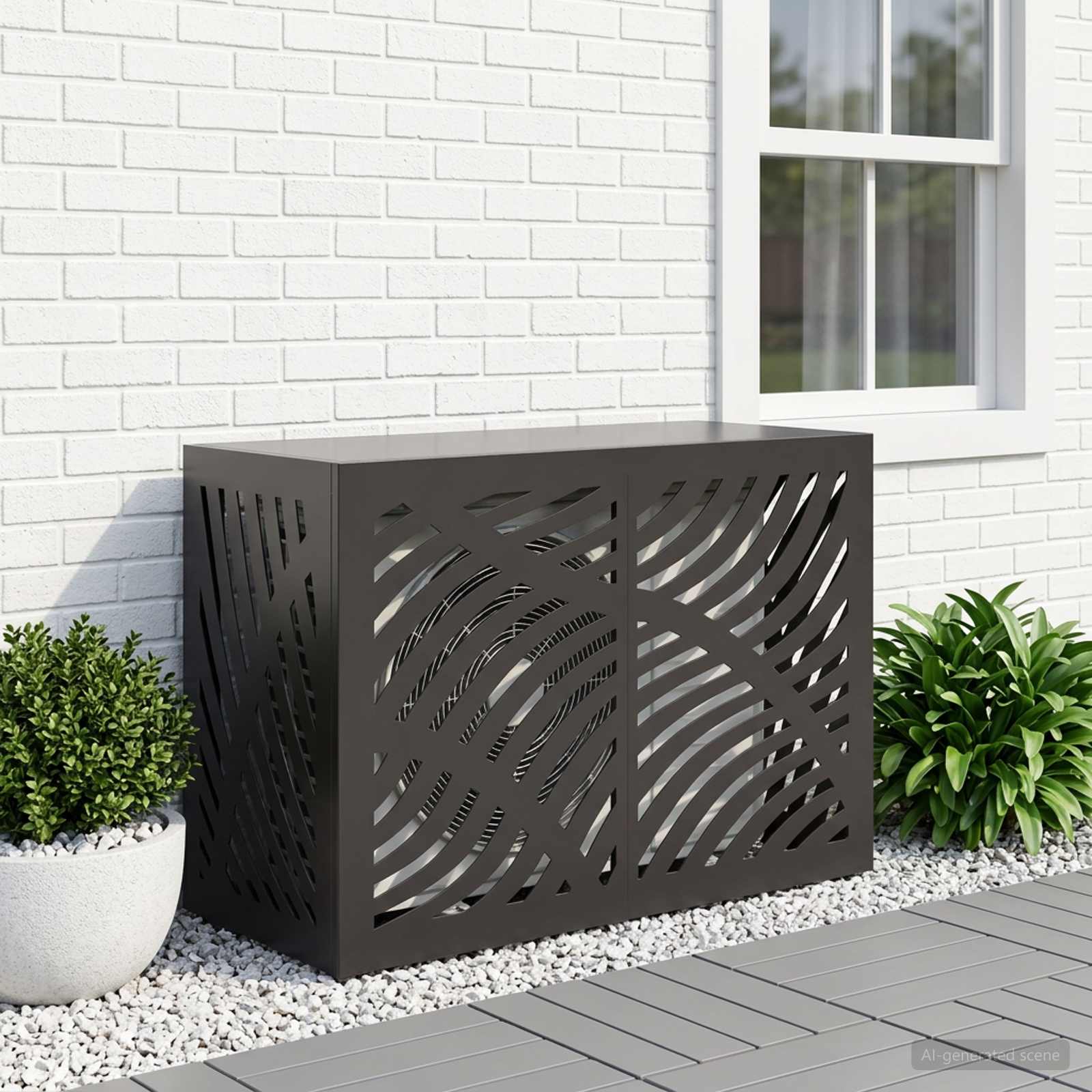 Air Conditioner Cover Steel Black 90x40x60cm