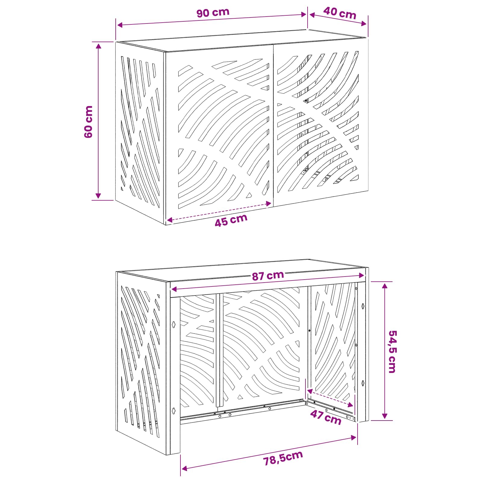 Air Conditioner Cover Steel Black 90x40x60cm