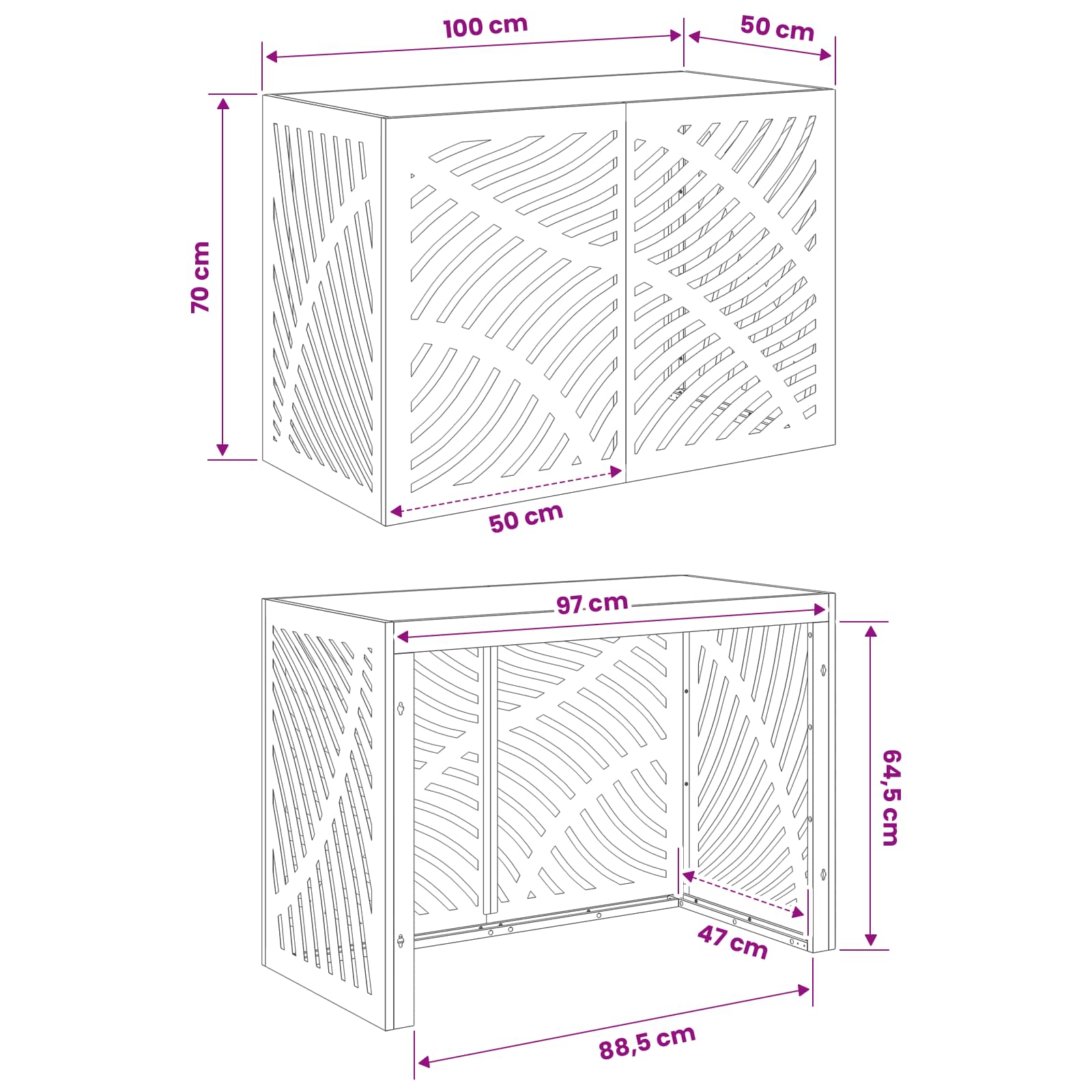 Air Conditioner Cover Steel Anthracite 100x50x70cm