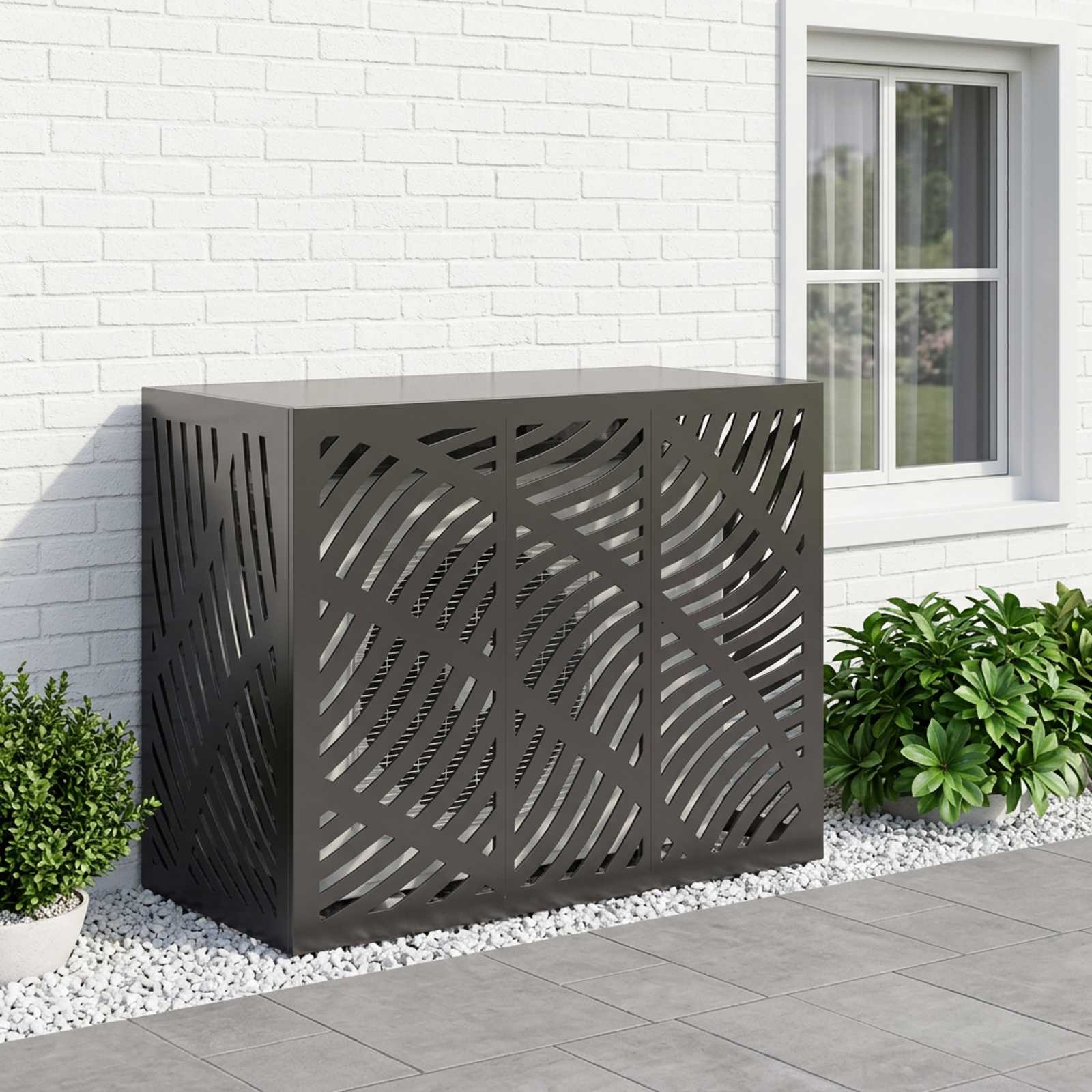 Air Conditioner Cover Steel Black 110x50x80cm
