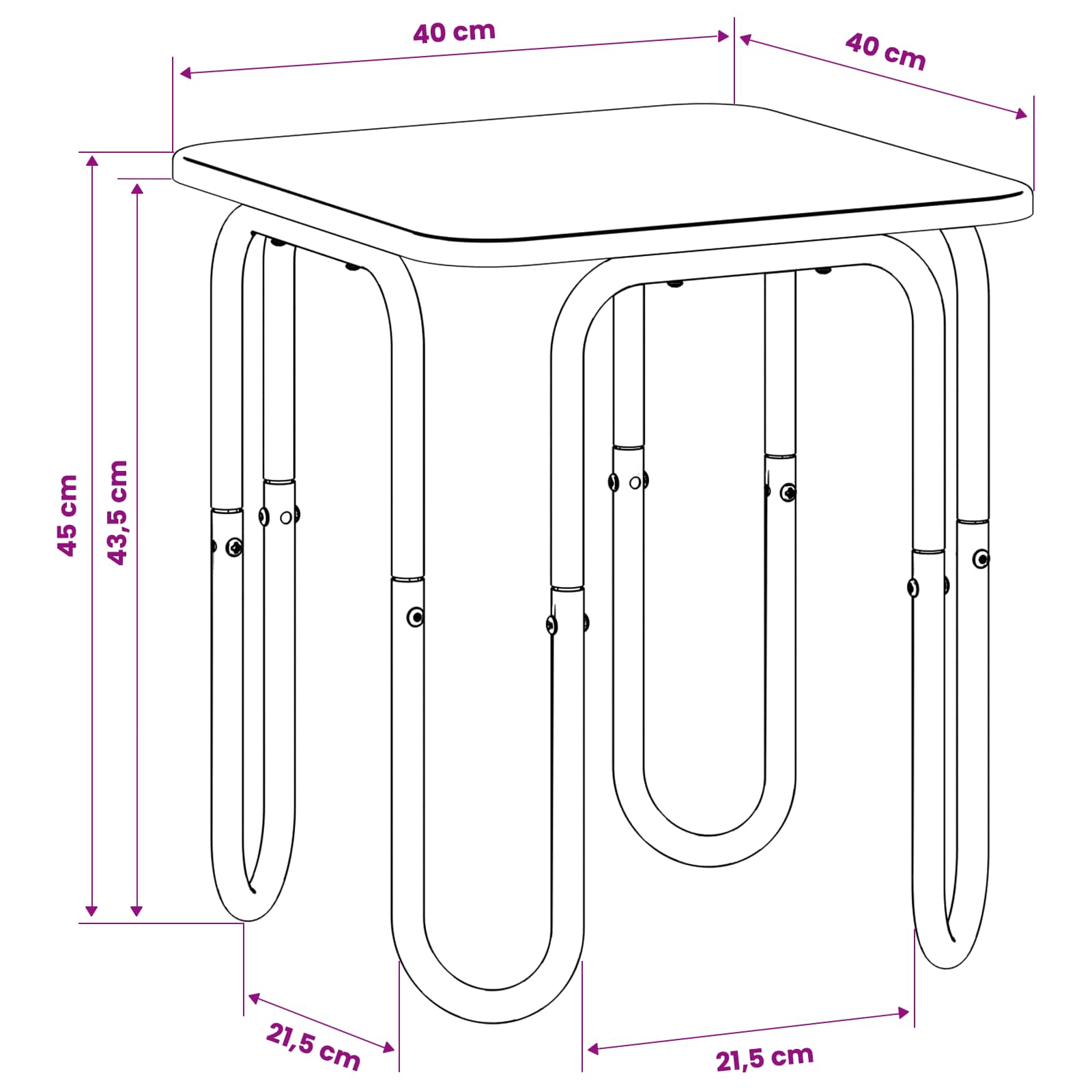 Black Coffee Table 40cm 40x40x45cm