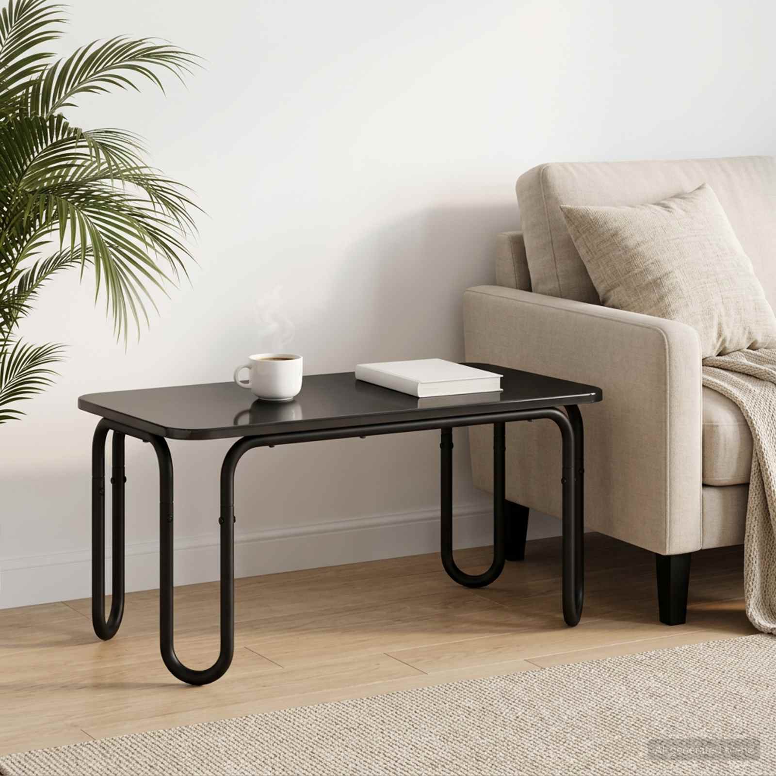 Black Coffee Table Engineered Wood 79.5x40x36cm