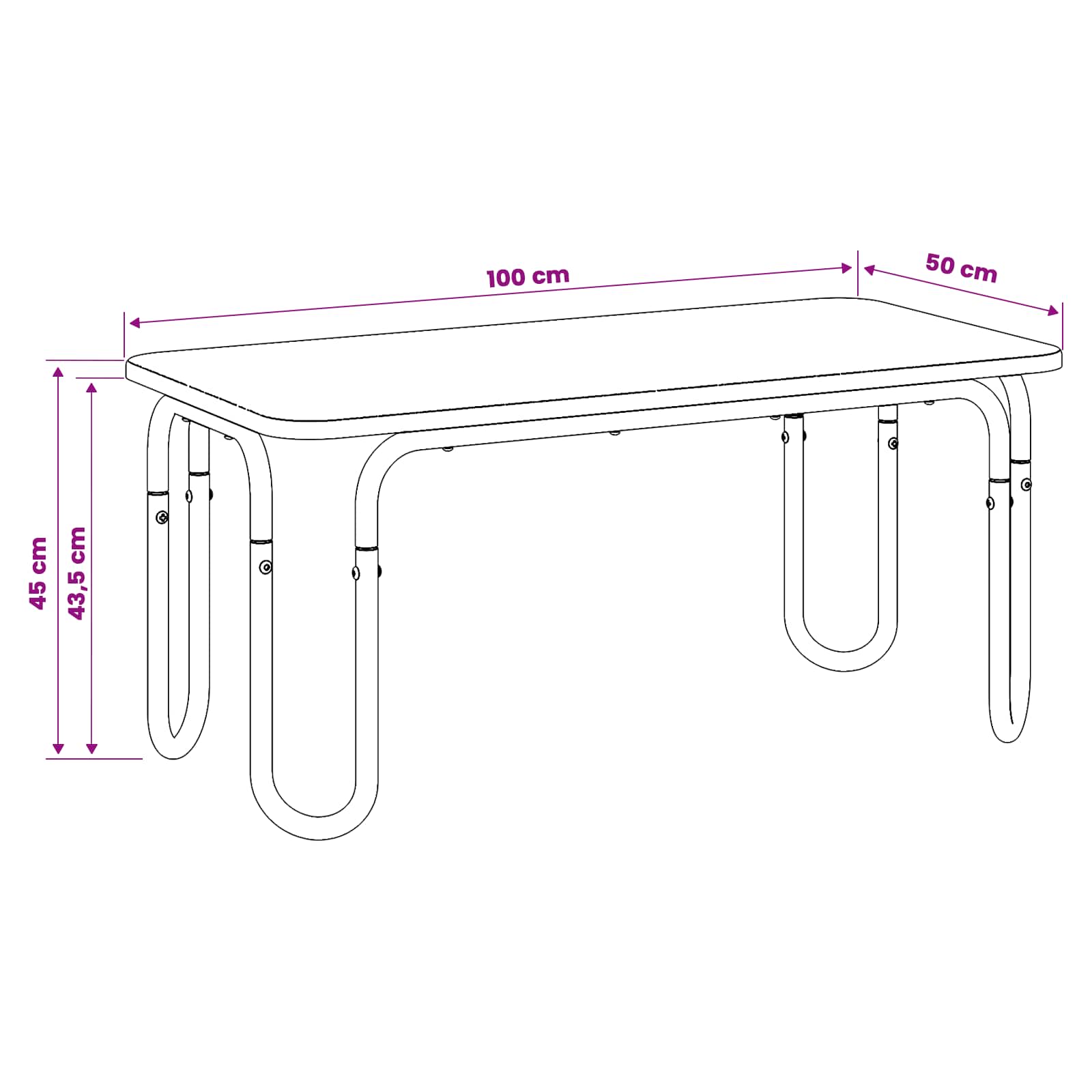 Black Coffee Table 100cm 100x50x45cm