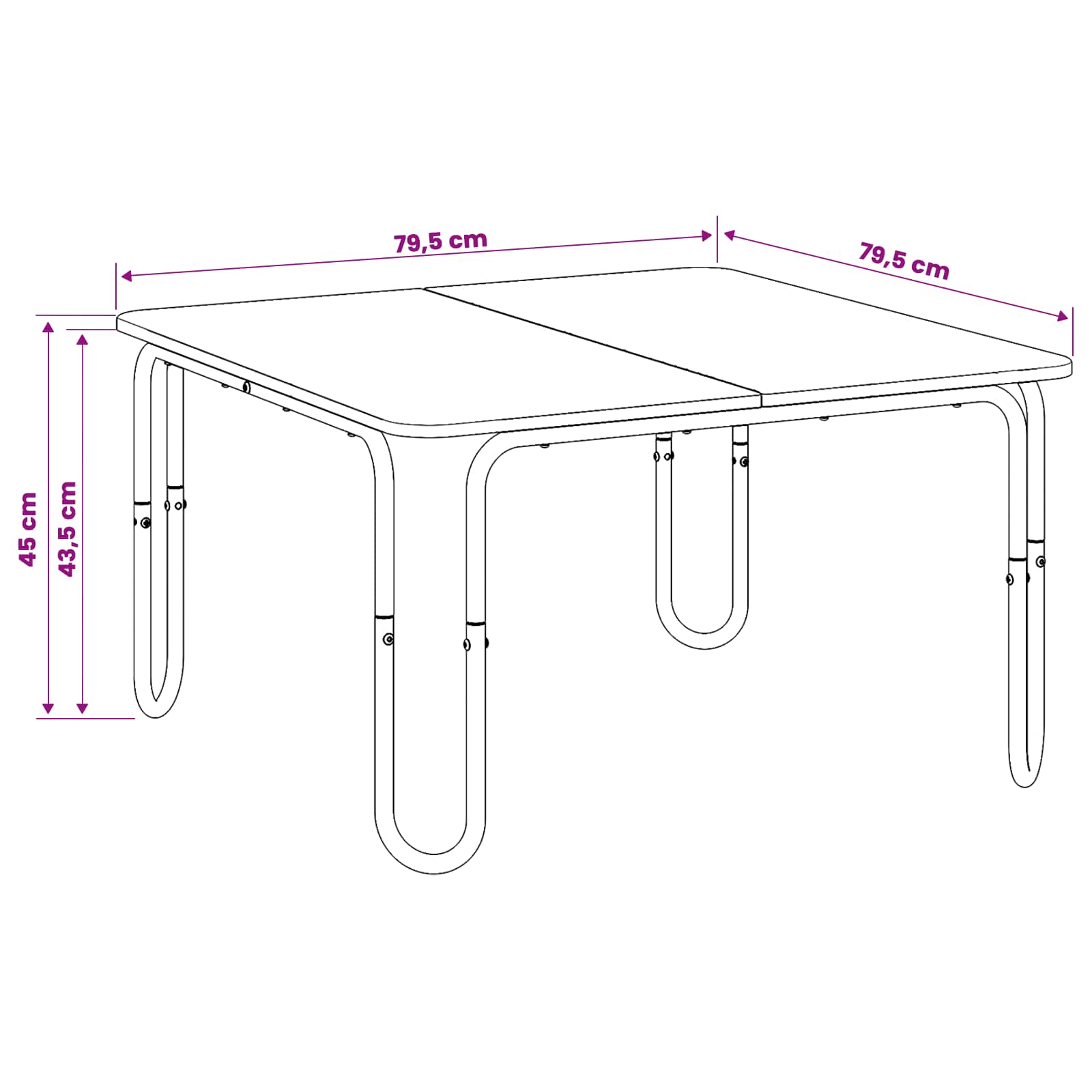 Black Coffee Table Engineered Wood 79.5x79.5x45cm