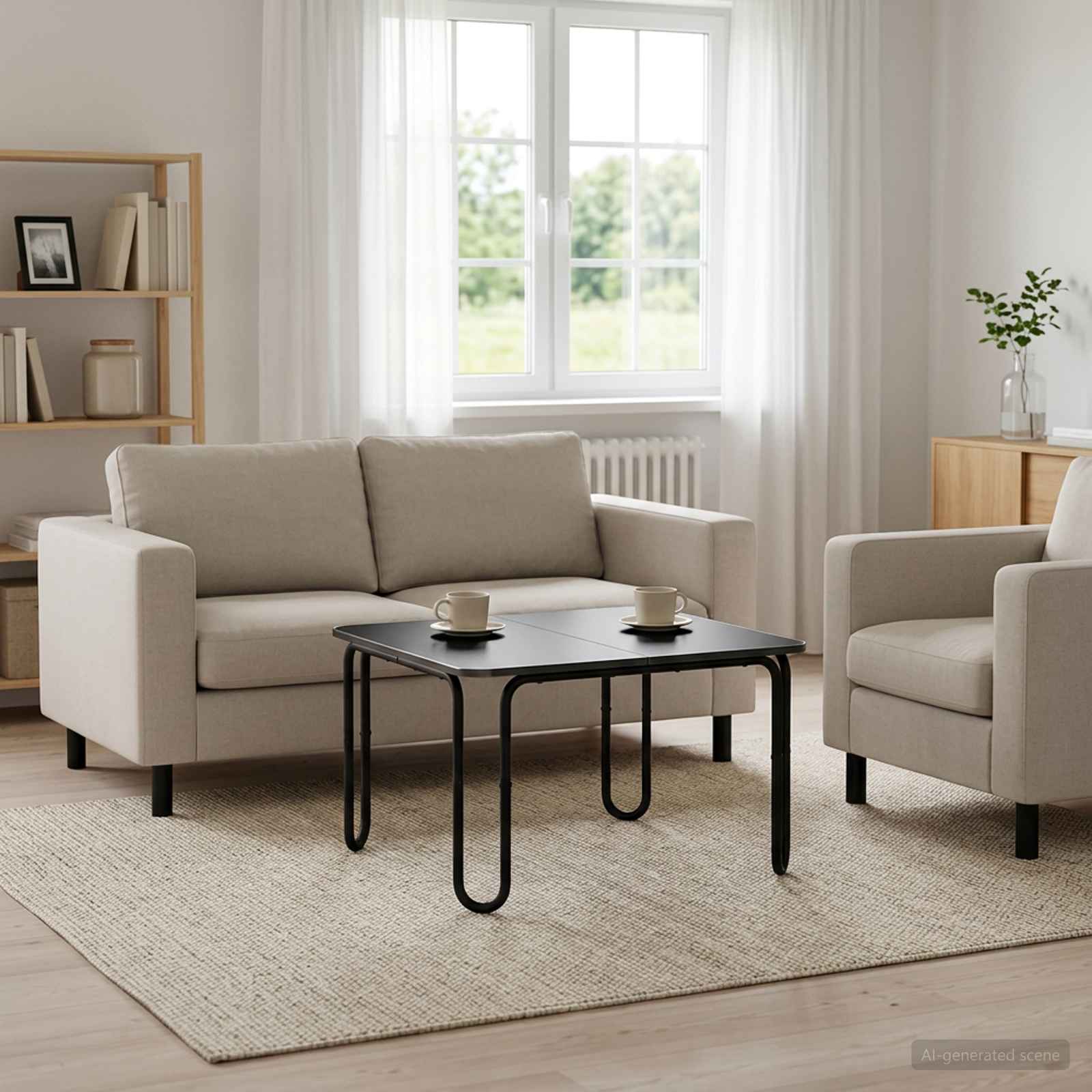 Black Coffee Table 100cm 100x100x45cm