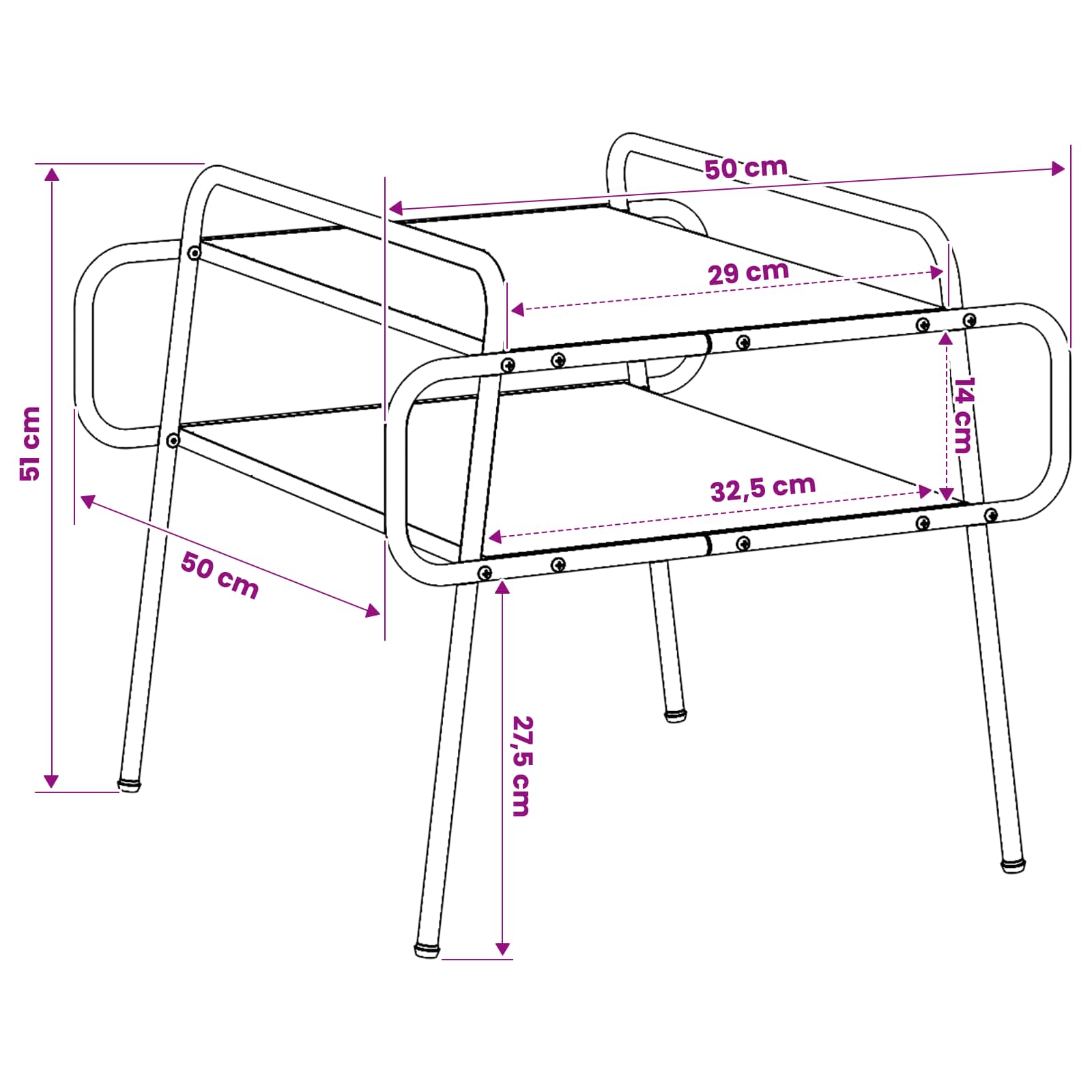 Coffee Table Black Oak Compact 50x50x51cm