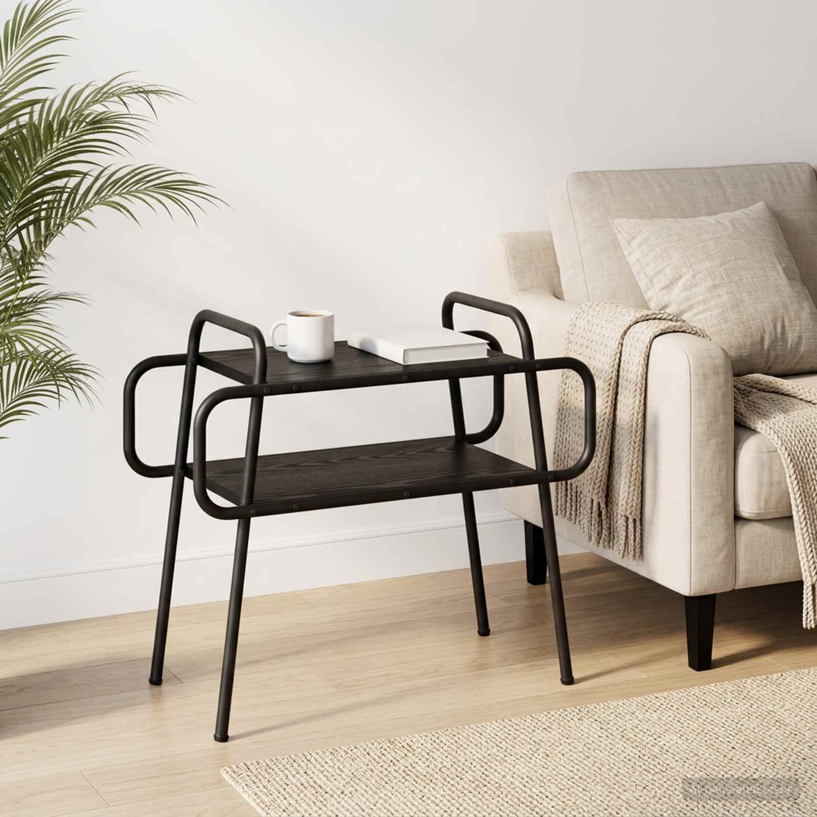 Black Coffee Table Engineered Wood 60x30x51cm