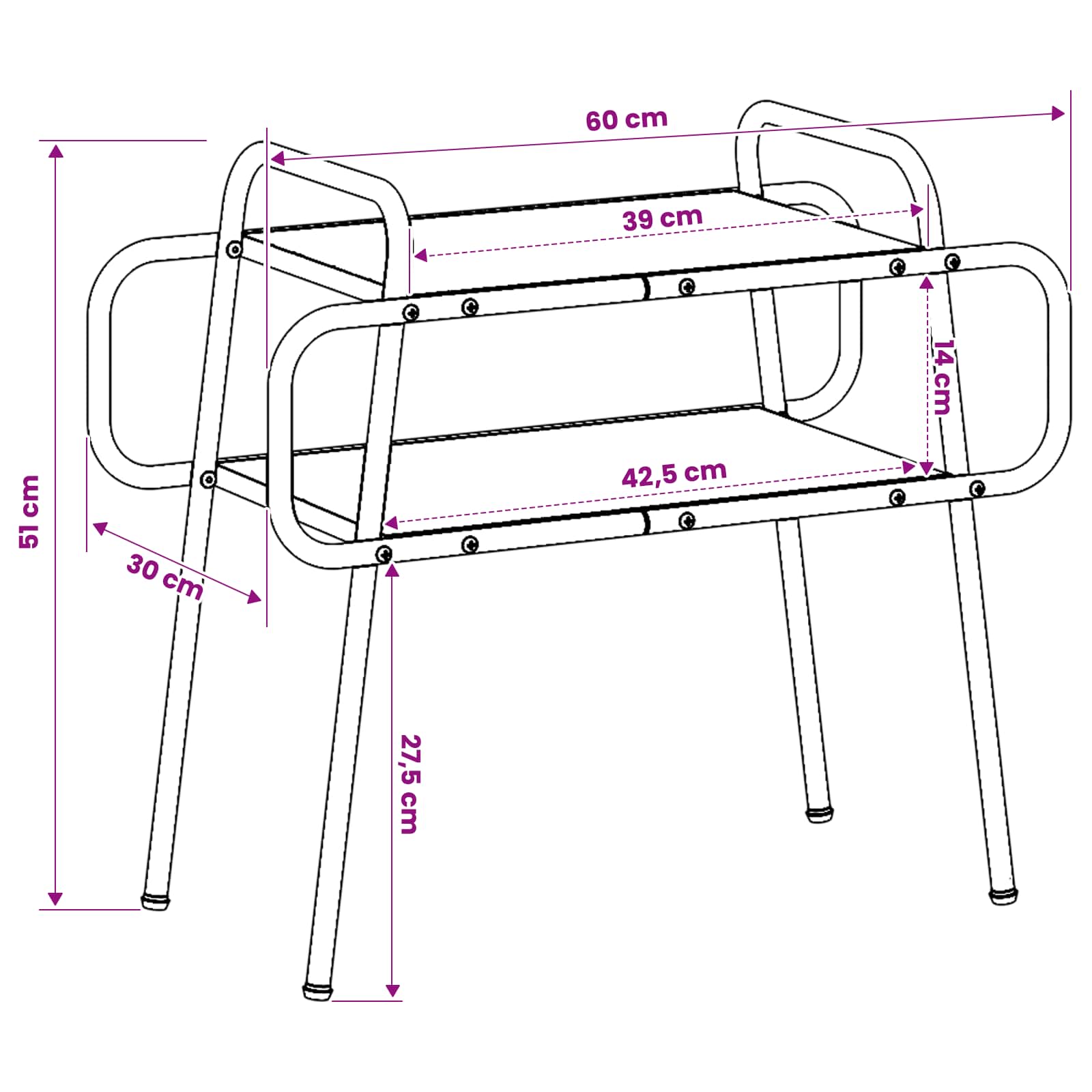 Oak Coffee Table 60cm 60x30x51cm