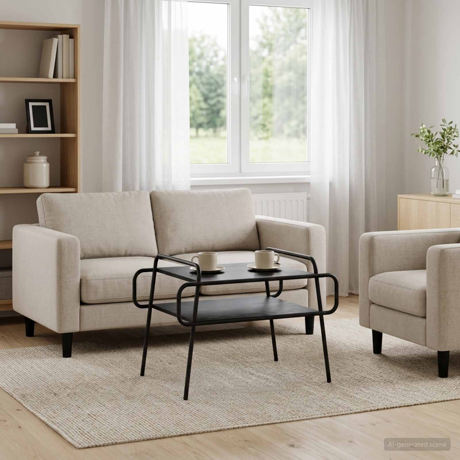 Black Coffee Table 70cm 70x50x51cm