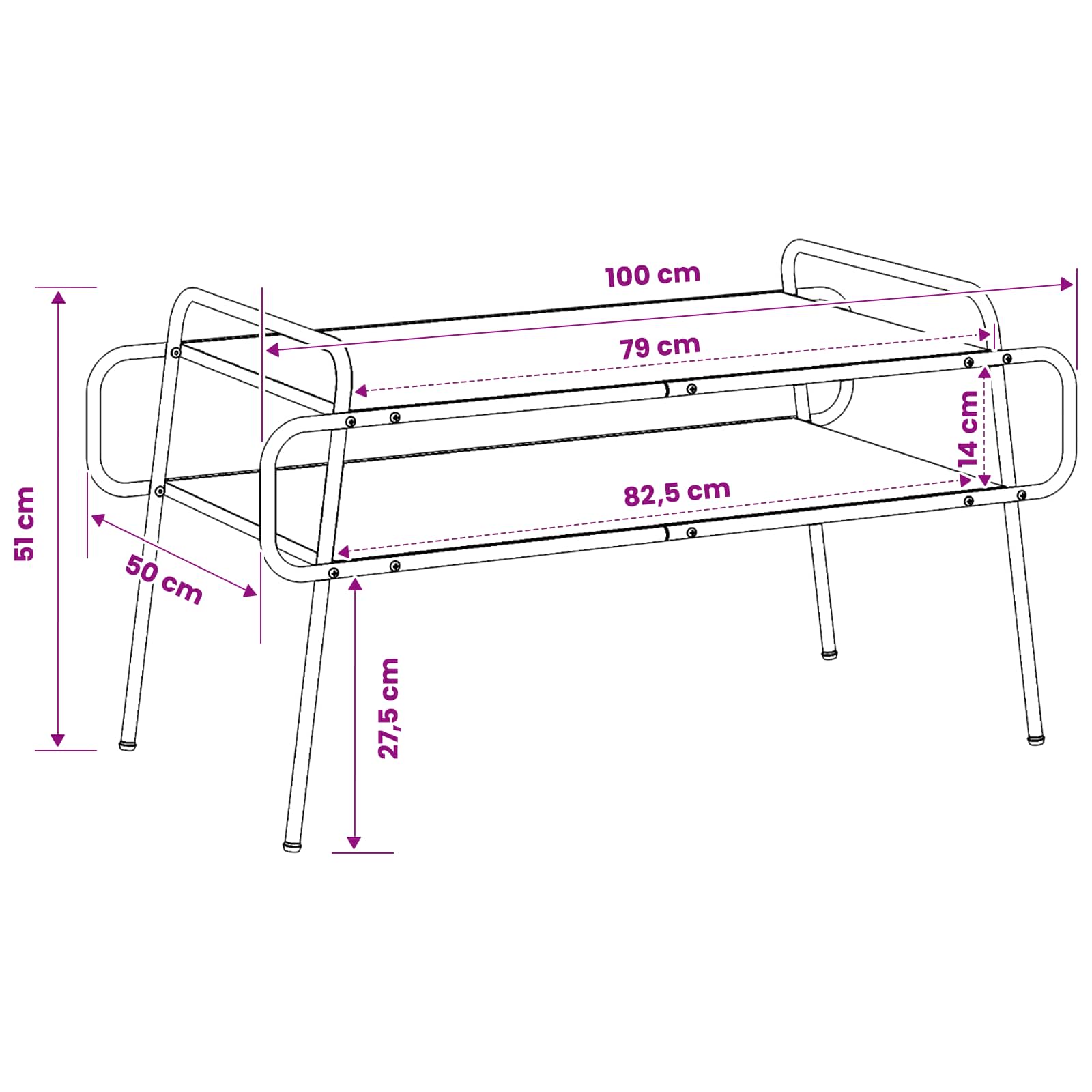 Coffee Table Oak 100cm 100x50x51cm