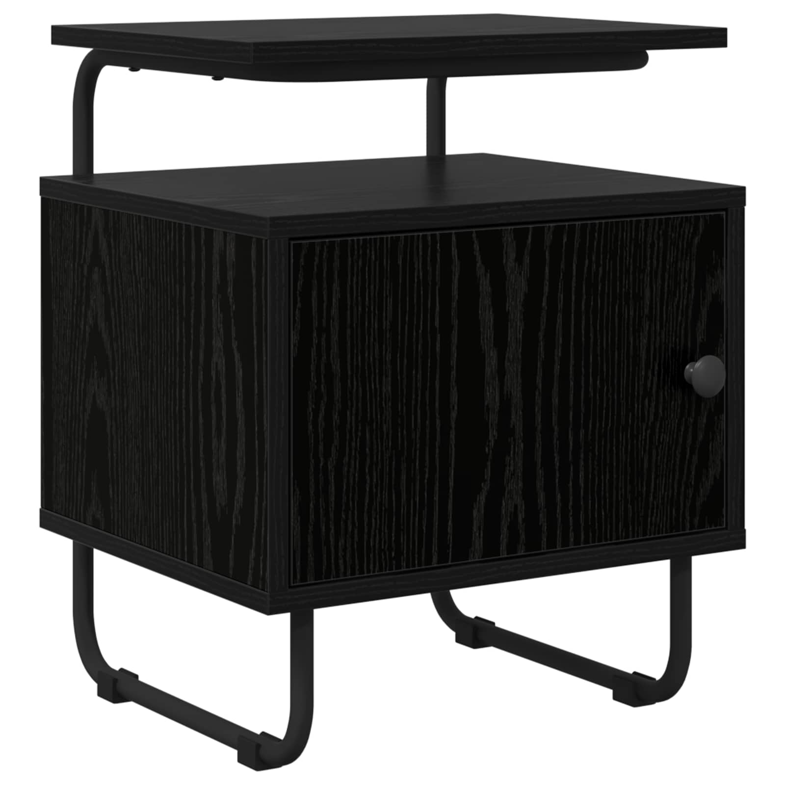 Black Oak Bedside Cabinet Engineered Wood | Simpledeals