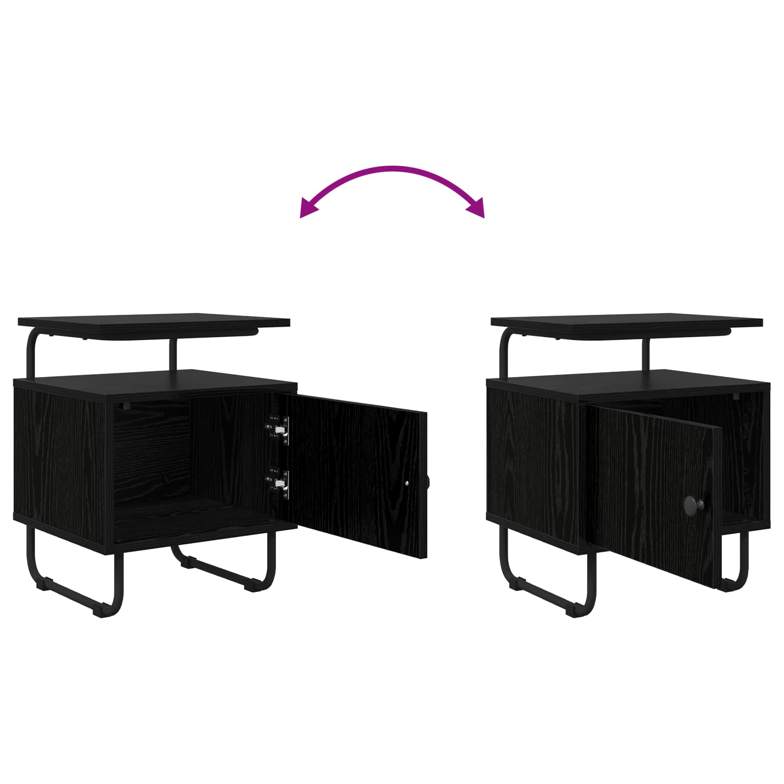 Black Oak Bedside Tables Set of 2 | Simpledeals