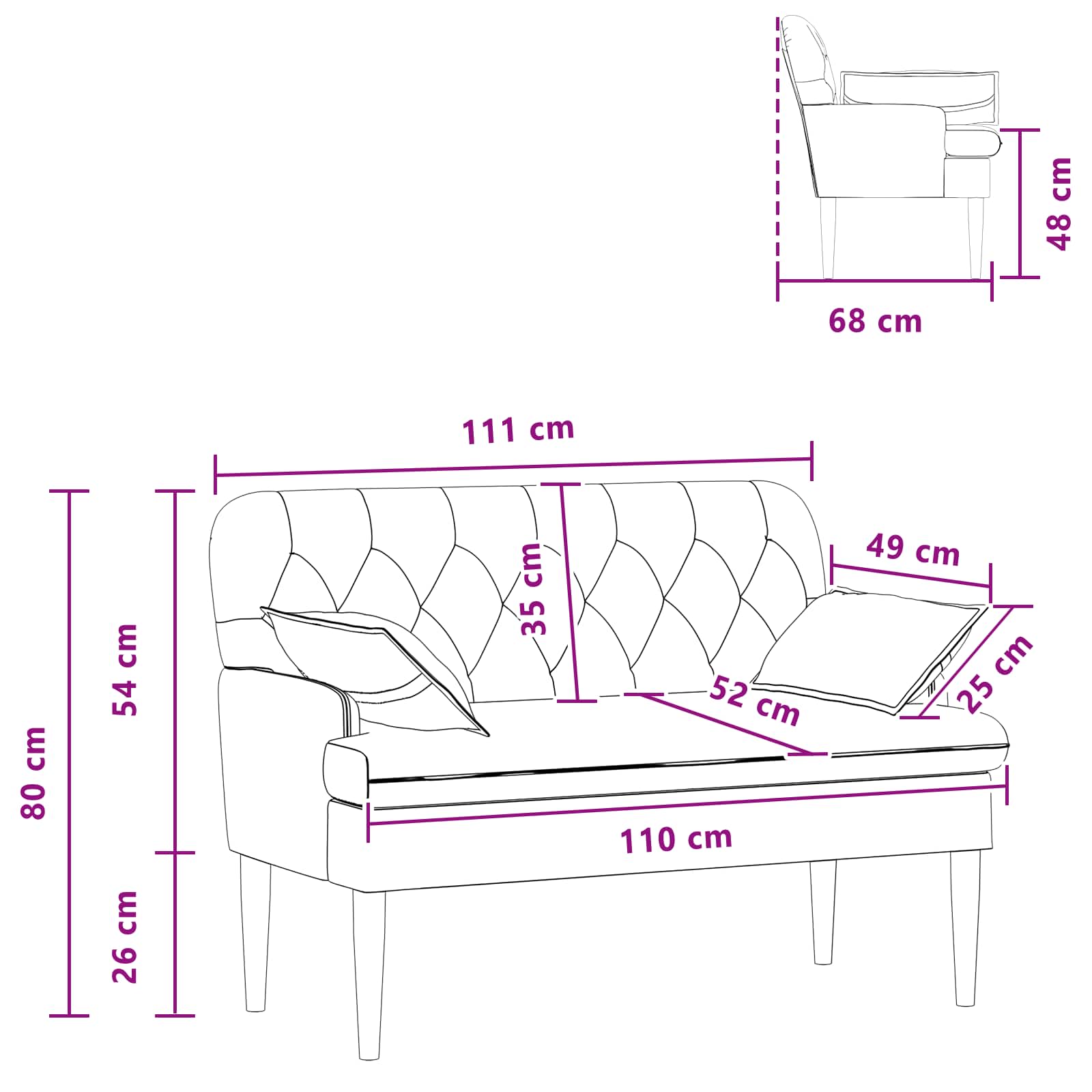 Black Button Tufted Loveseat Velvet Sofa | Simpledeals