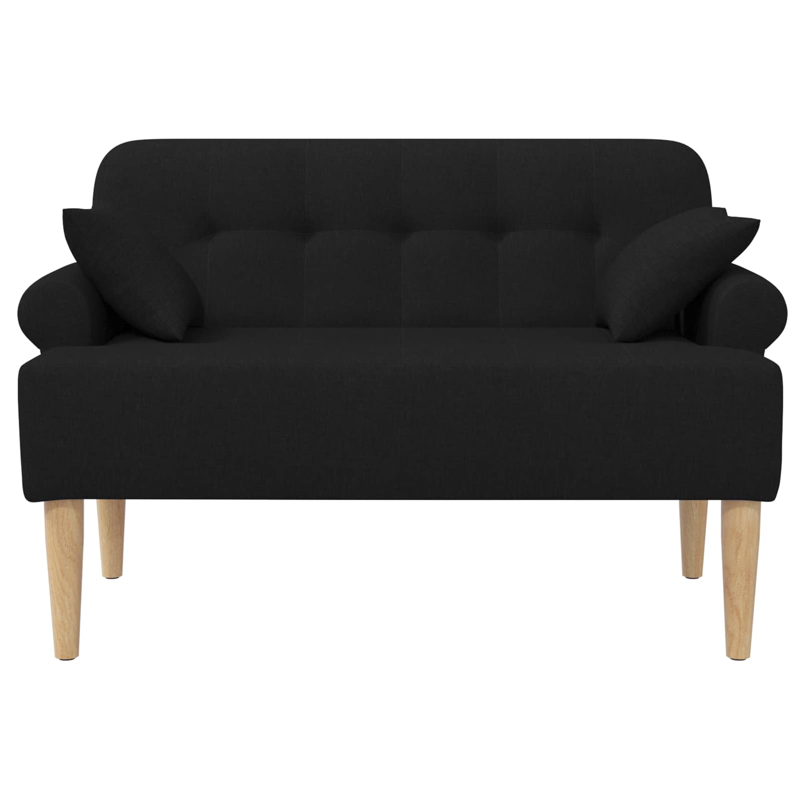 Button Tufted Loveseat Black Fabric 2 Seater | Simpledeals