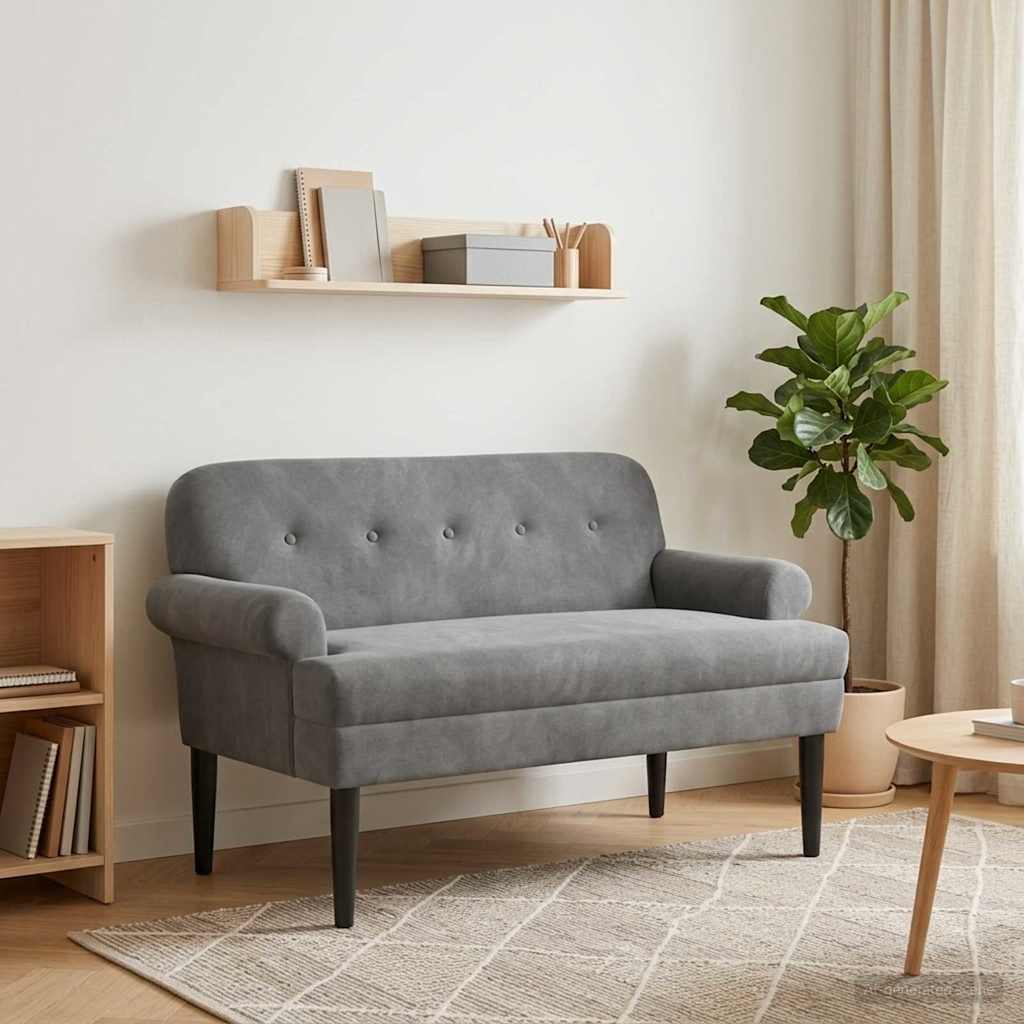 Velvet Button Tufted Loveseat Dark Grey | Simpledeals