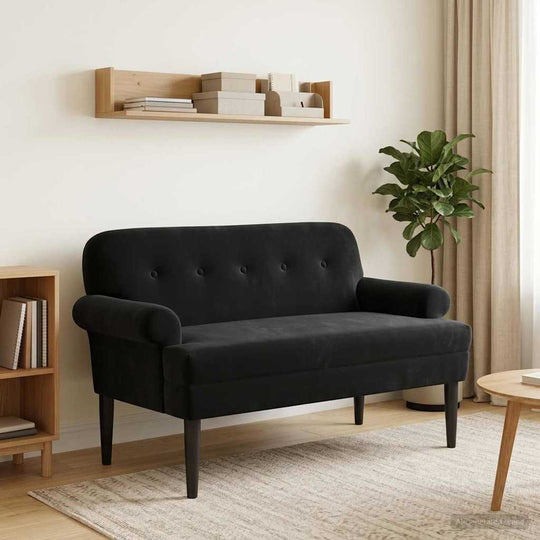 Black Velvet Button Tufted Loveseat Sofa | Simpledeals