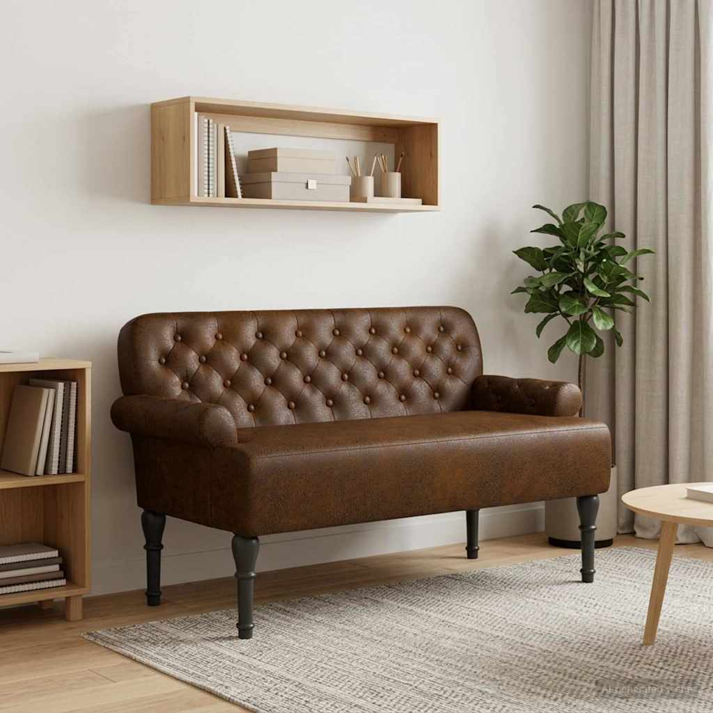 Button Tufted Loveseat Brown 2 Seater | Simpledeals