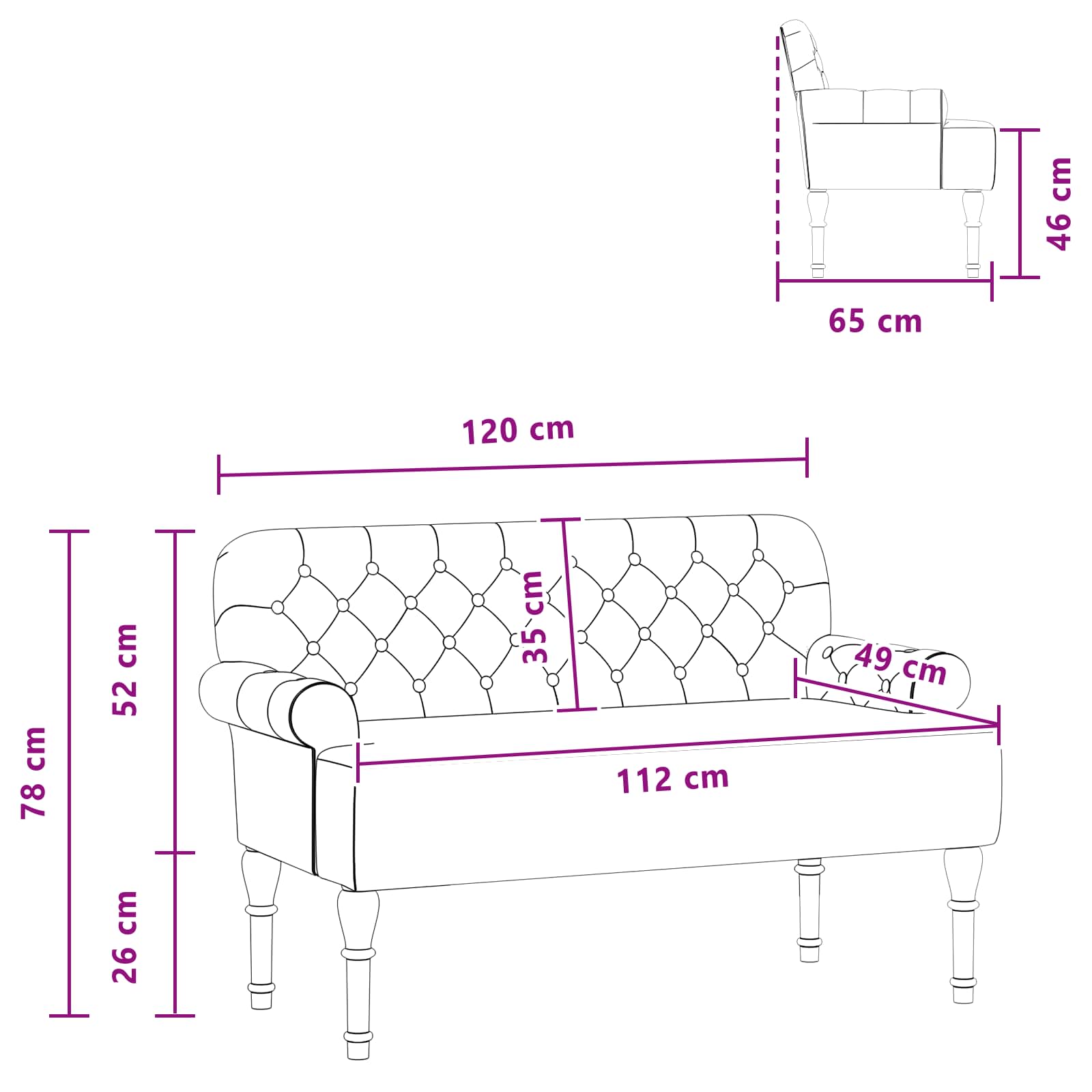 Button Tufted Loveseat Brown 2 Seater | Simpledeals
