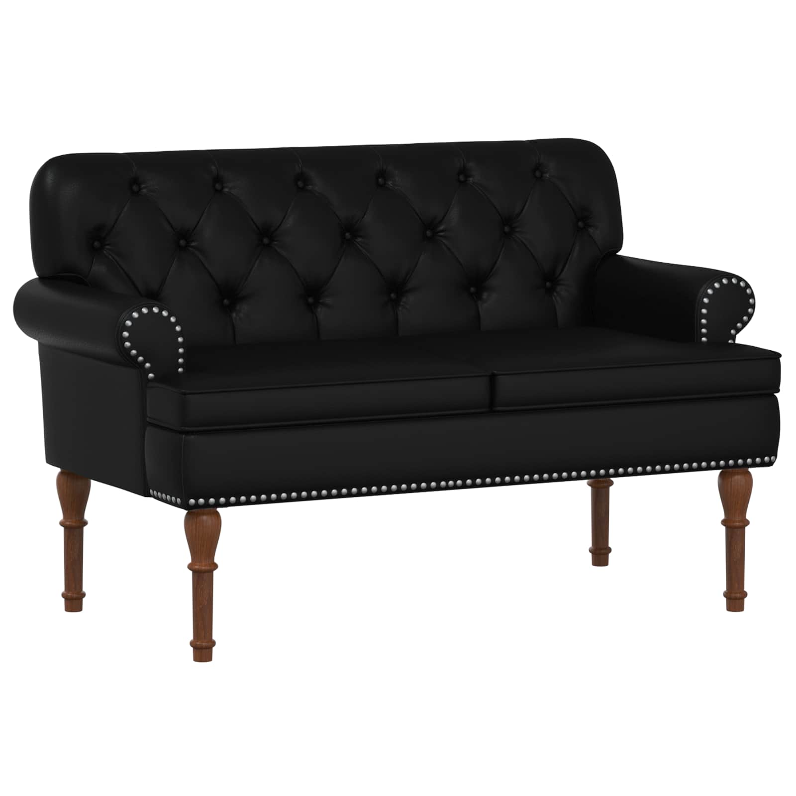 Black Faux Leather Loveseat Button Tufted | Simpledeals