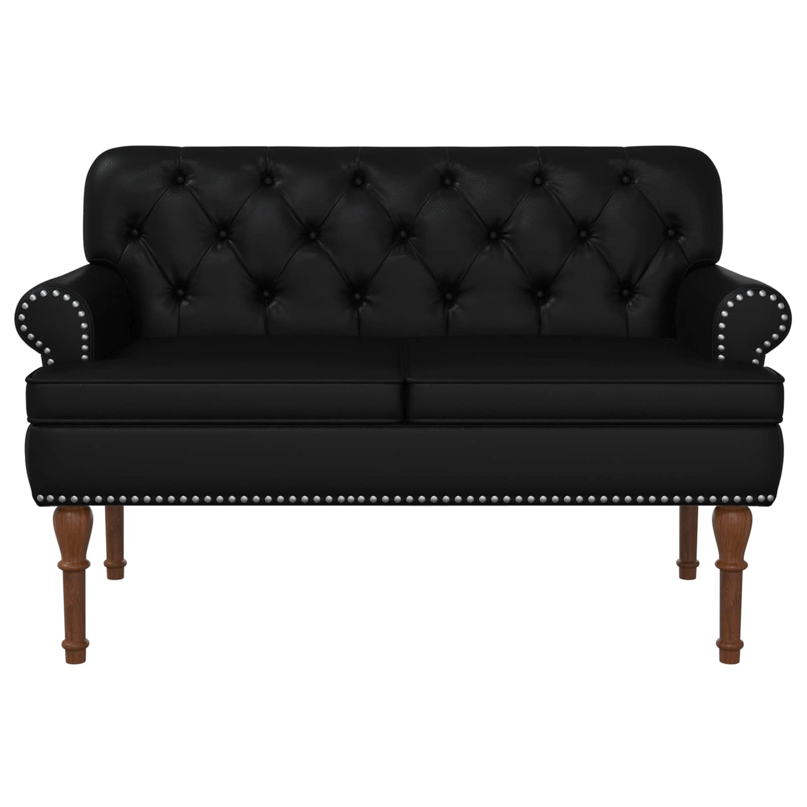 Black Faux Leather Loveseat Button Tufted | Simpledeals