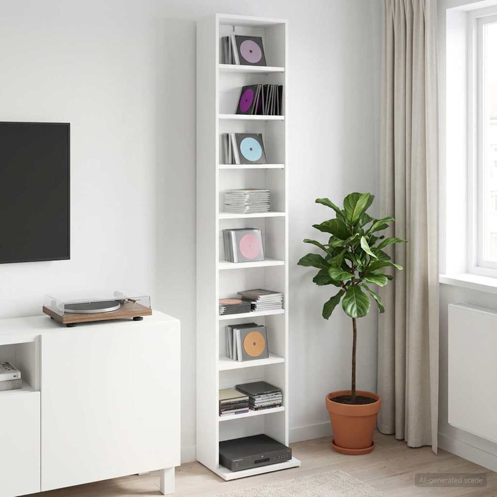 Media Cabinet White Engineered Wood 33 cm x 175 cm