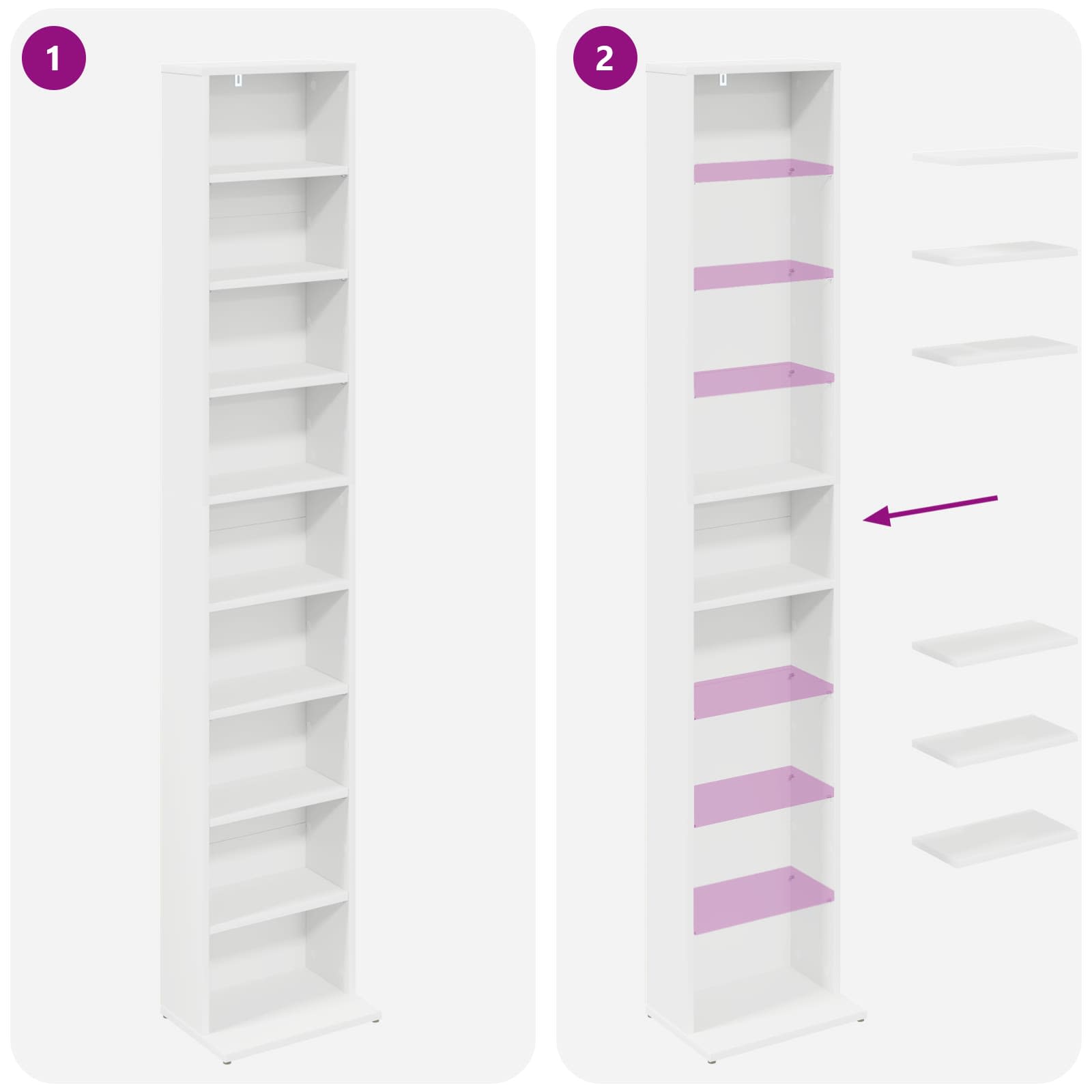 Media Storage Cabinet White Engineered Wood 33 cm x 23.5 cm x 175 cm