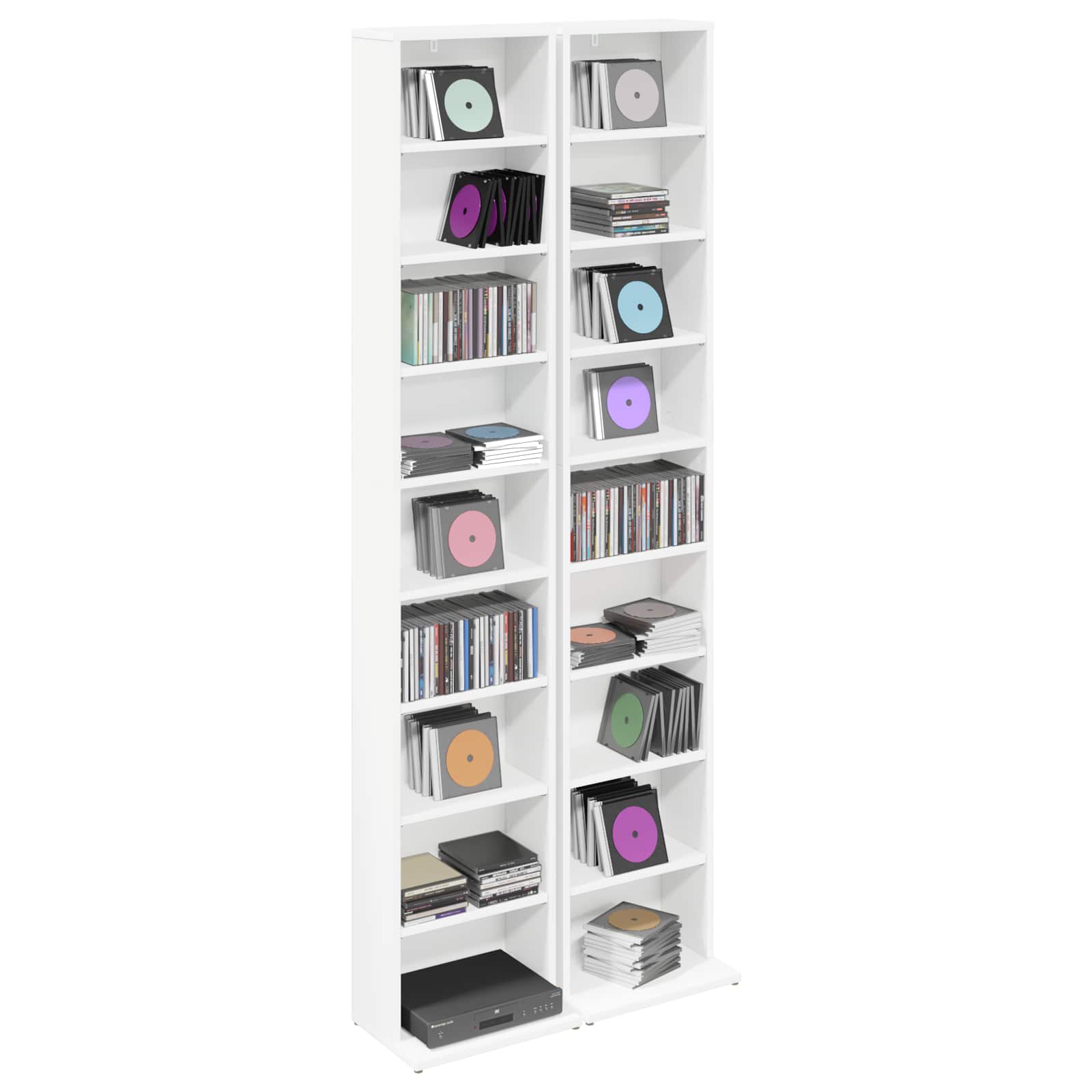 Media Storage Cabinet White Engineered Wood 33 cm x 23.5 cm x 175 cm