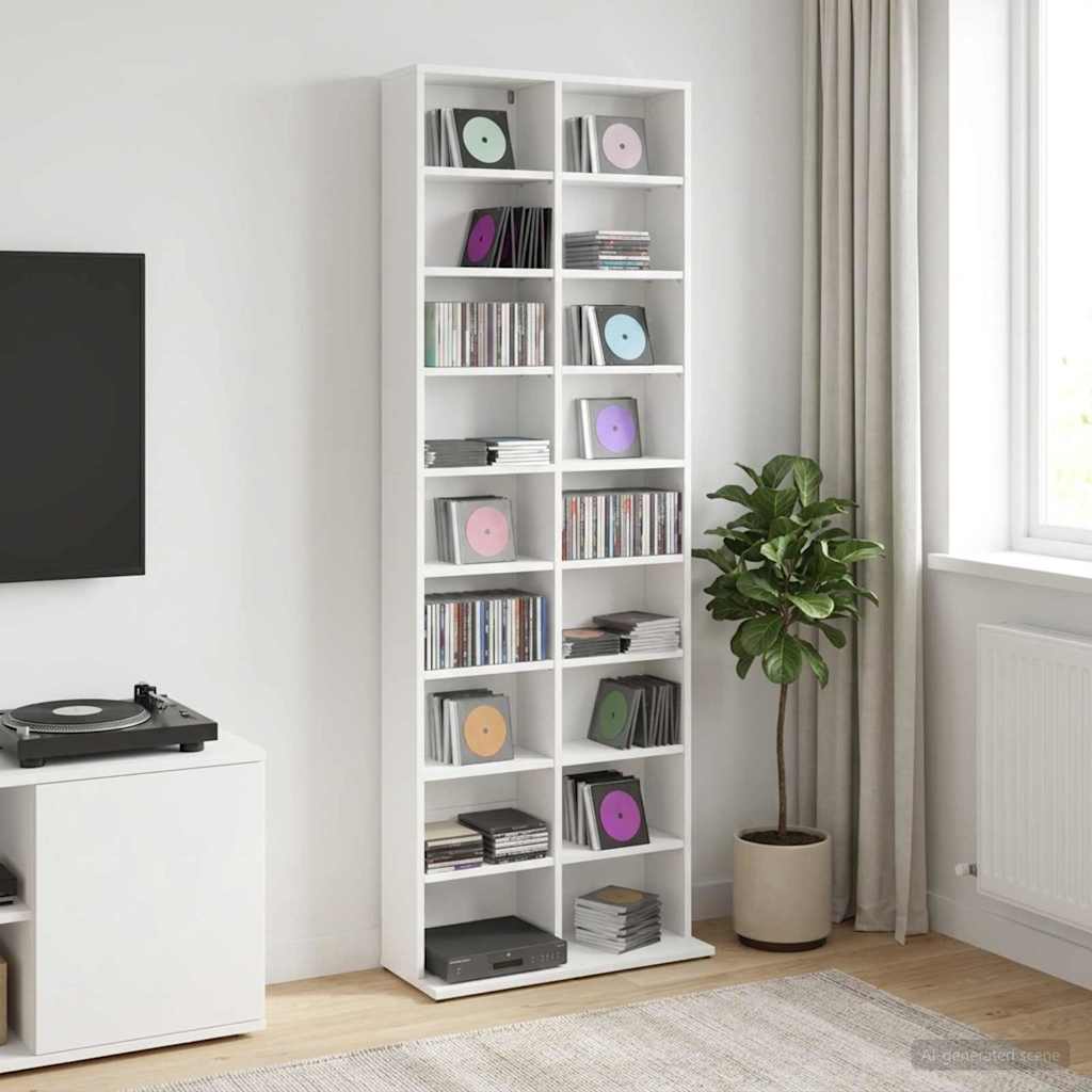 Media Cabinet White Storage 65 cm x 23.5 cm x 175 cm