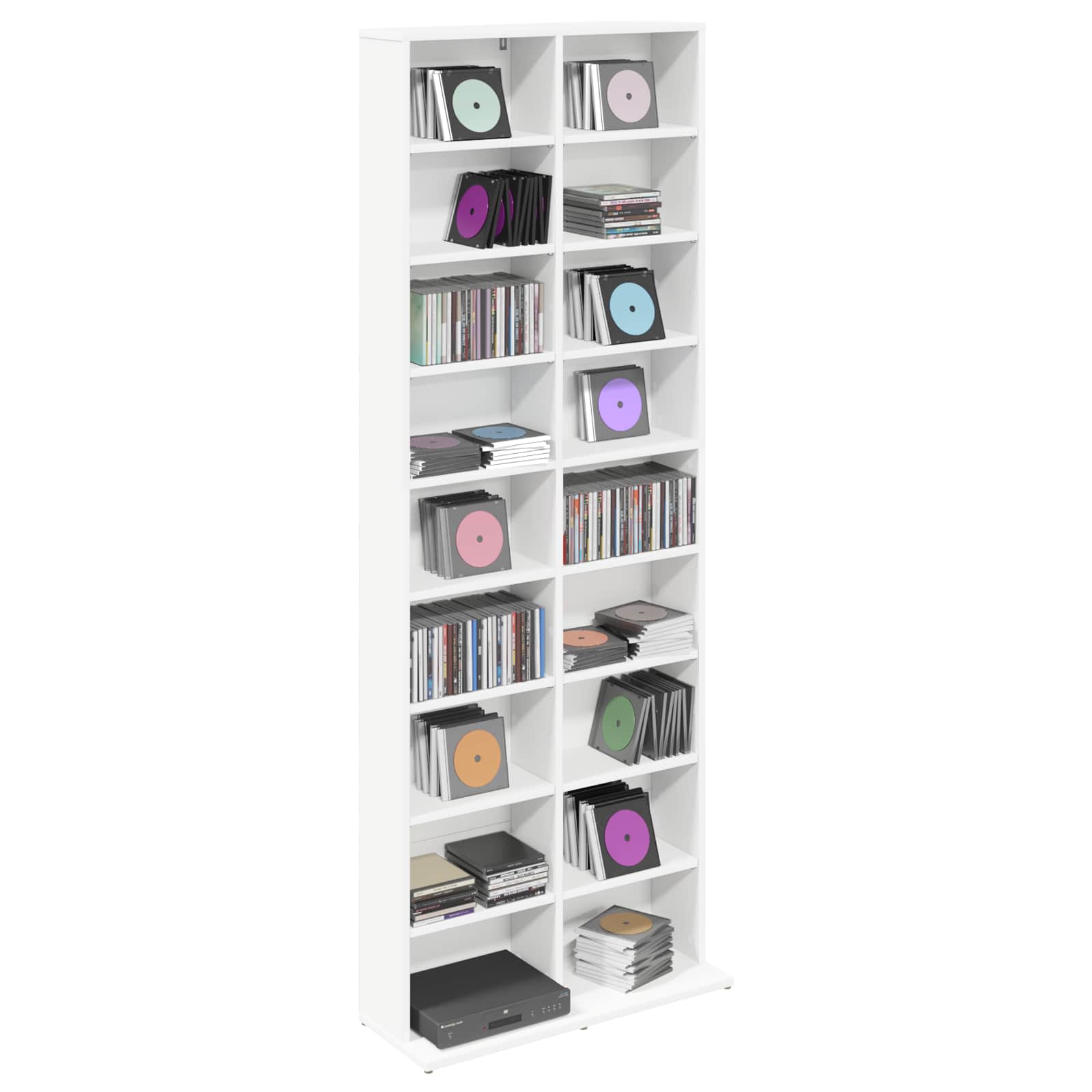 Media Cabinet White Storage 65 cm x 23.5 cm x 175 cm
