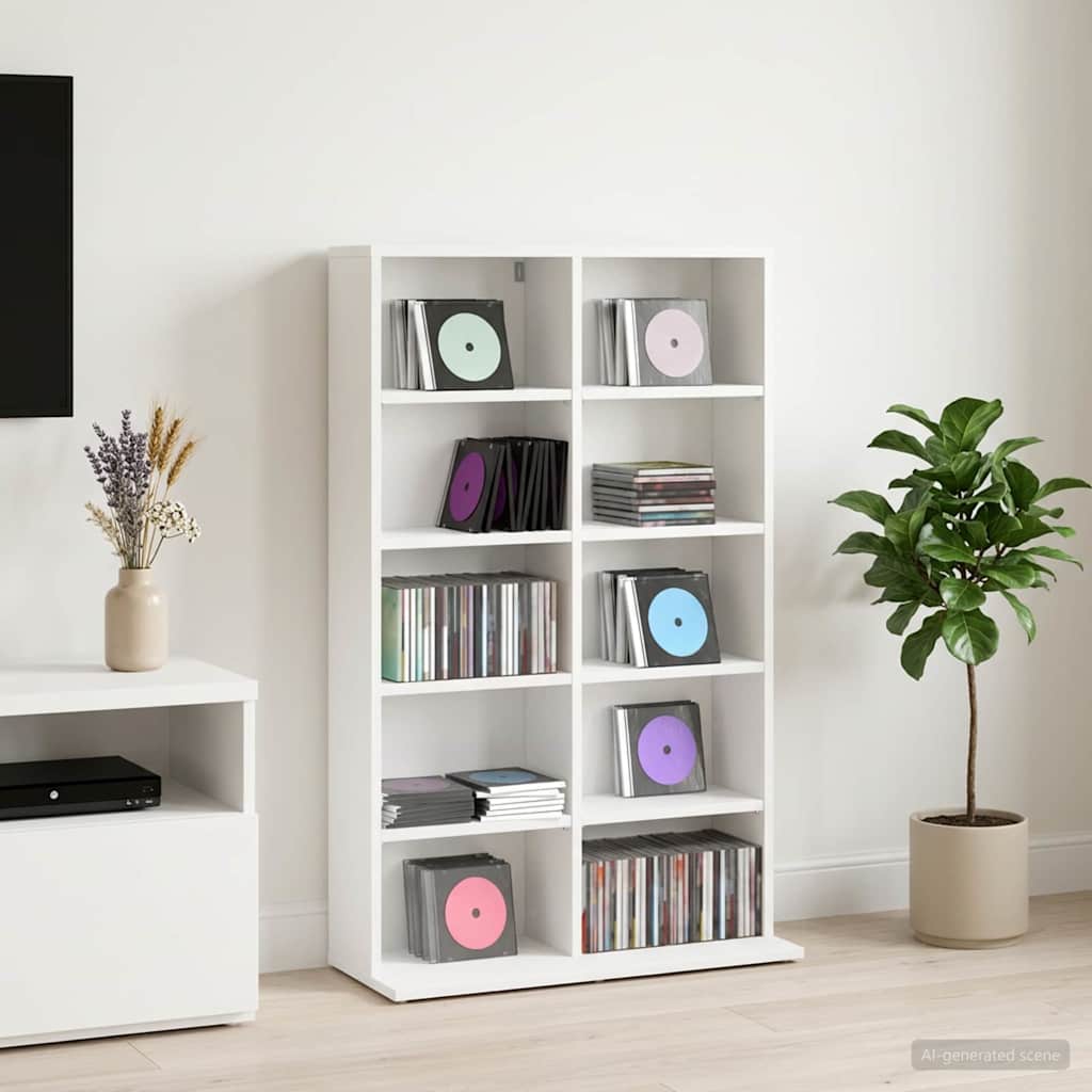 Cd Cabinet White Engineered 65 cm x 23.5 cm x 97.5 cm