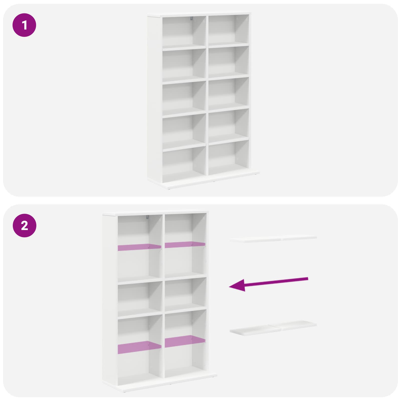 Cd Cabinet White Engineered 65 cm x 23.5 cm x 97.5 cm