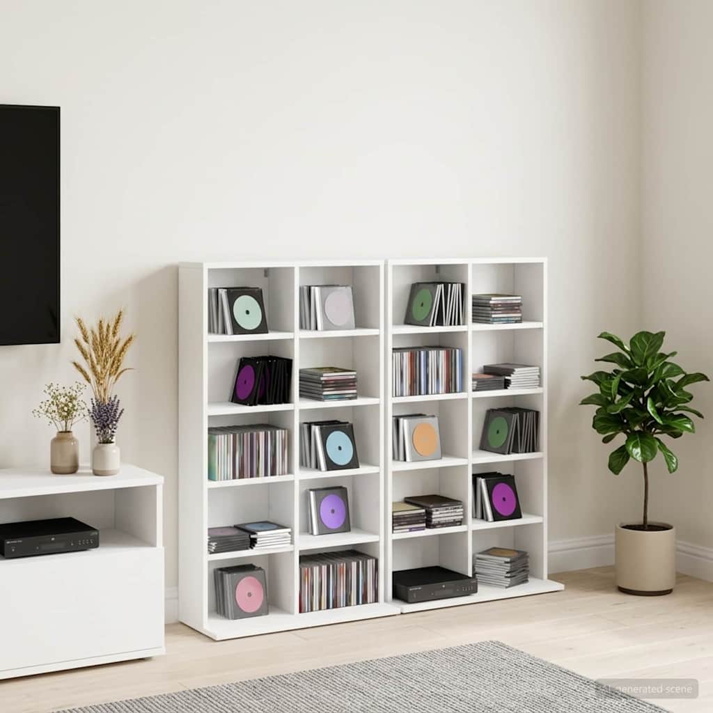 Media Cabinet White Storage 65 cm x 23.5 cm x 97.5 cm