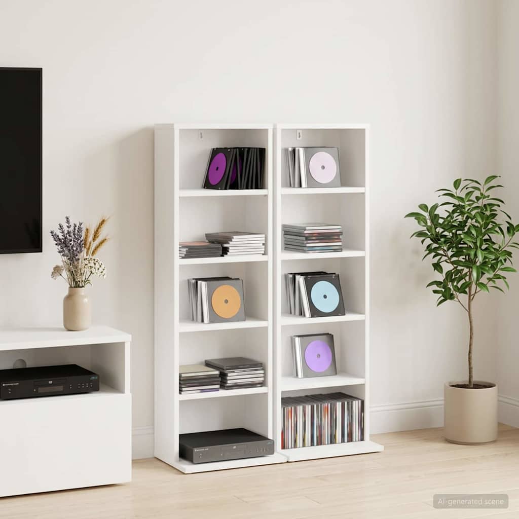 Media Cabinet White Storage 33 cm x 23.5 cm x 97.5 cm