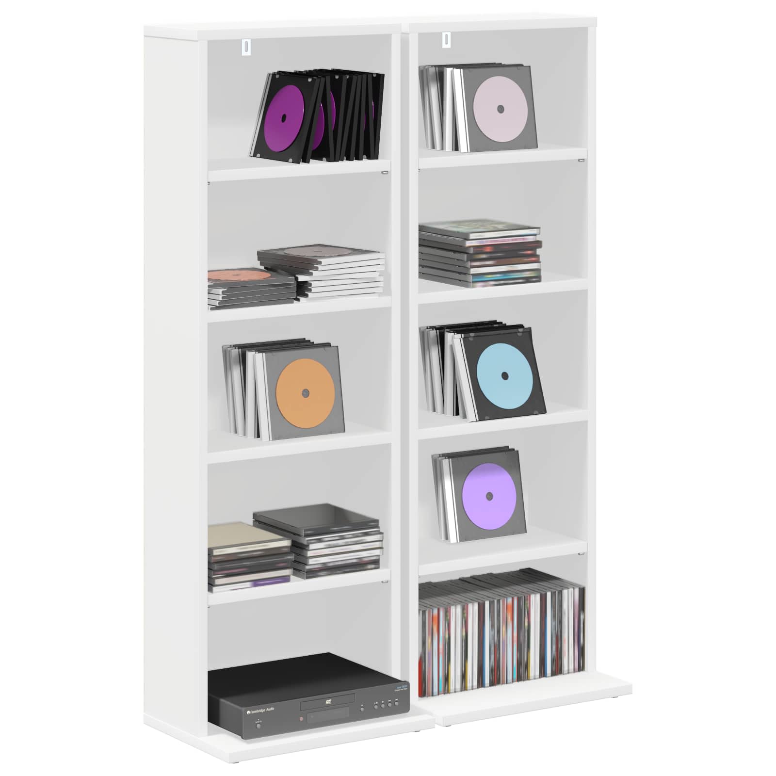 Media Cabinet White Storage 33 cm x 23.5 cm x 97.5 cm