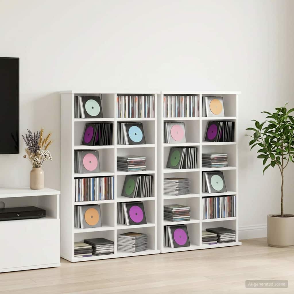 Media Storage Cabinet White Engineered 60 cm x 92 cm
