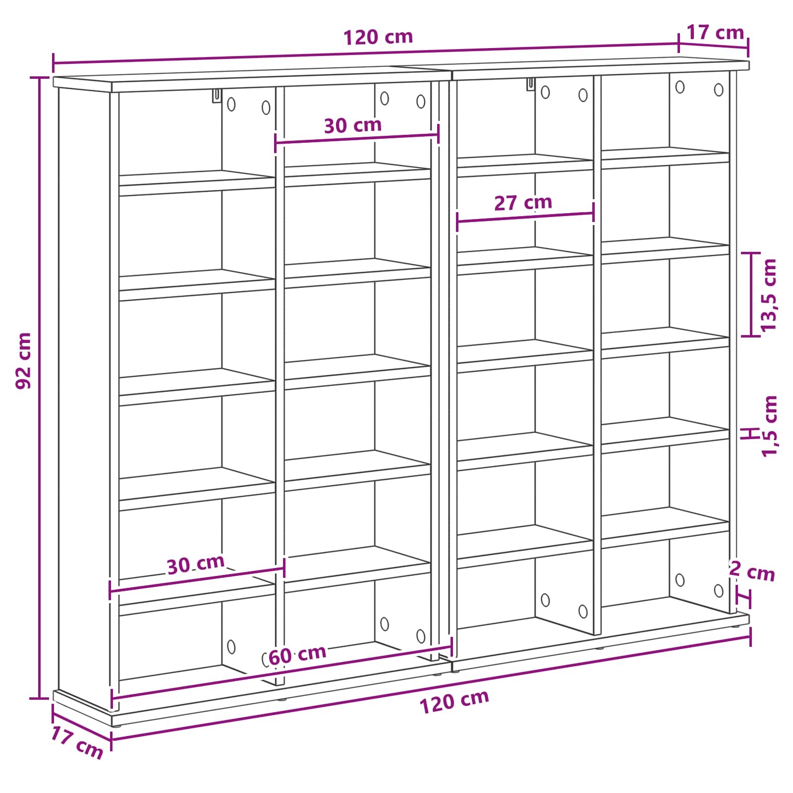 Media Storage Cabinet White Engineered 60 cm x 92 cm
