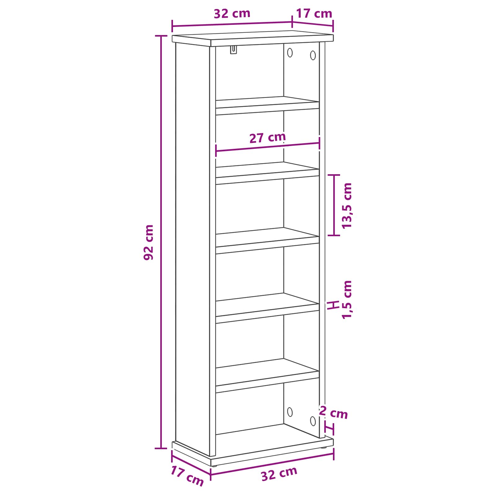 Media Cabinet White Engineered Wood 32 cm x 92 cm