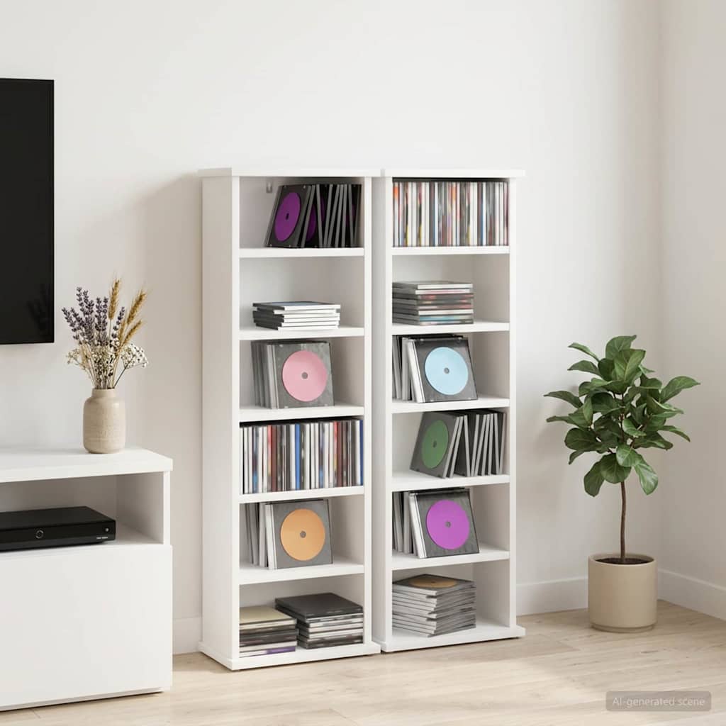 Media Storage Cabinet White Engineered Wood 32 cm x 92 cm