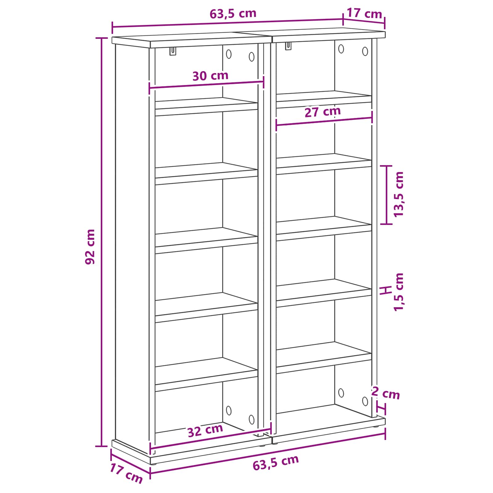 Media Storage Cabinet White Engineered Wood 32 cm x 92 cm
