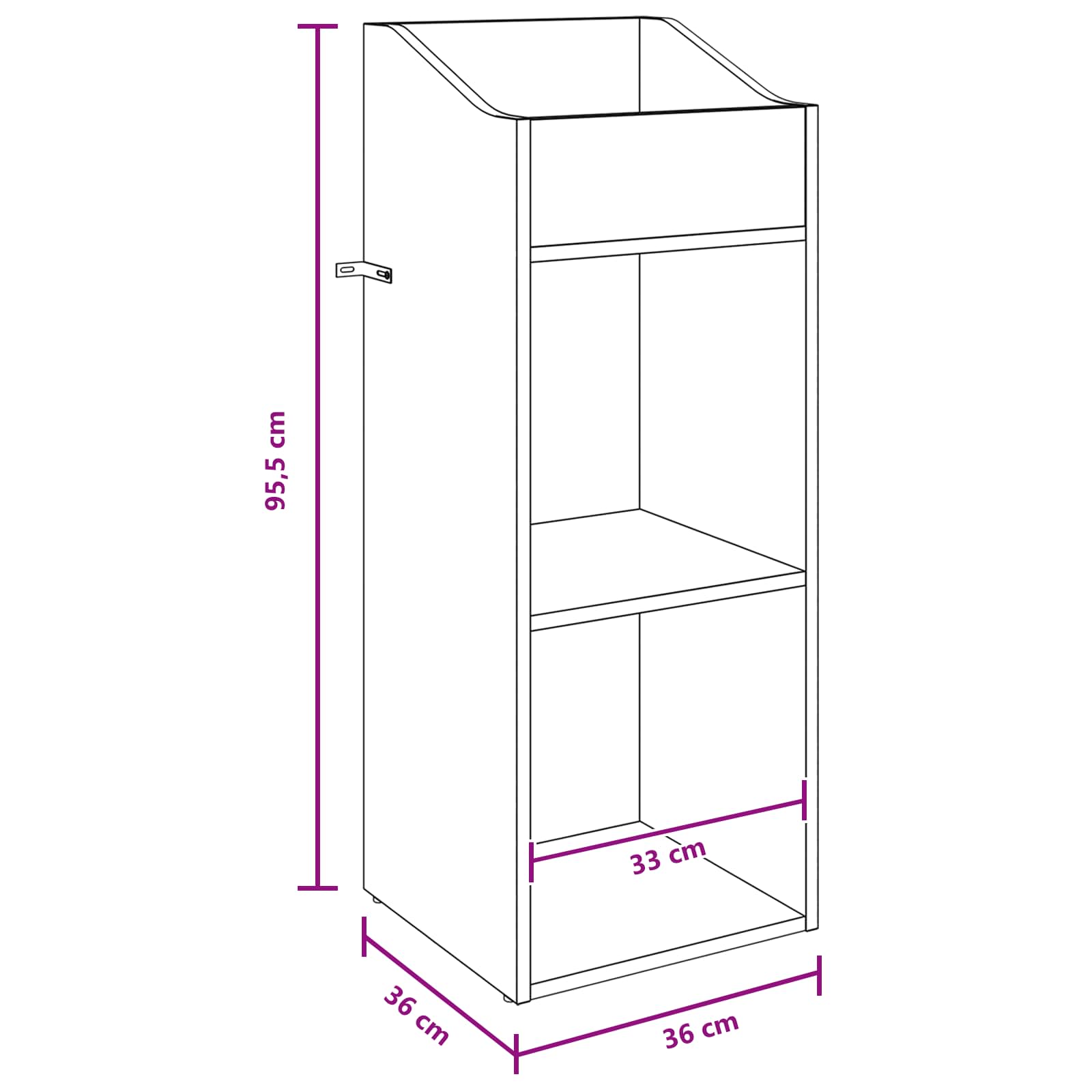 Record Cabinet White Modern 36 cm x 95.5 cm