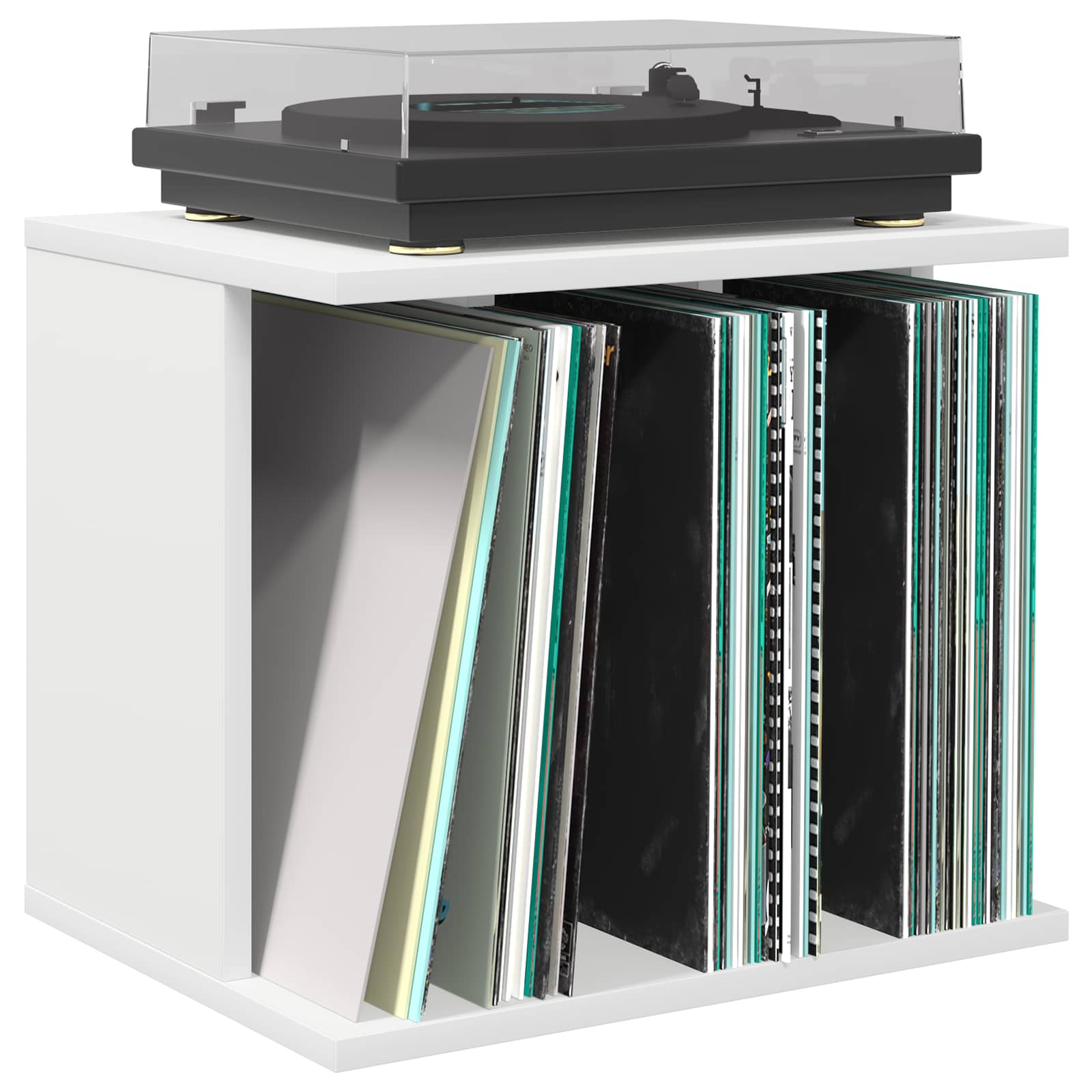 Vinyl Record Storage White Wood 42 cm x 36 cm