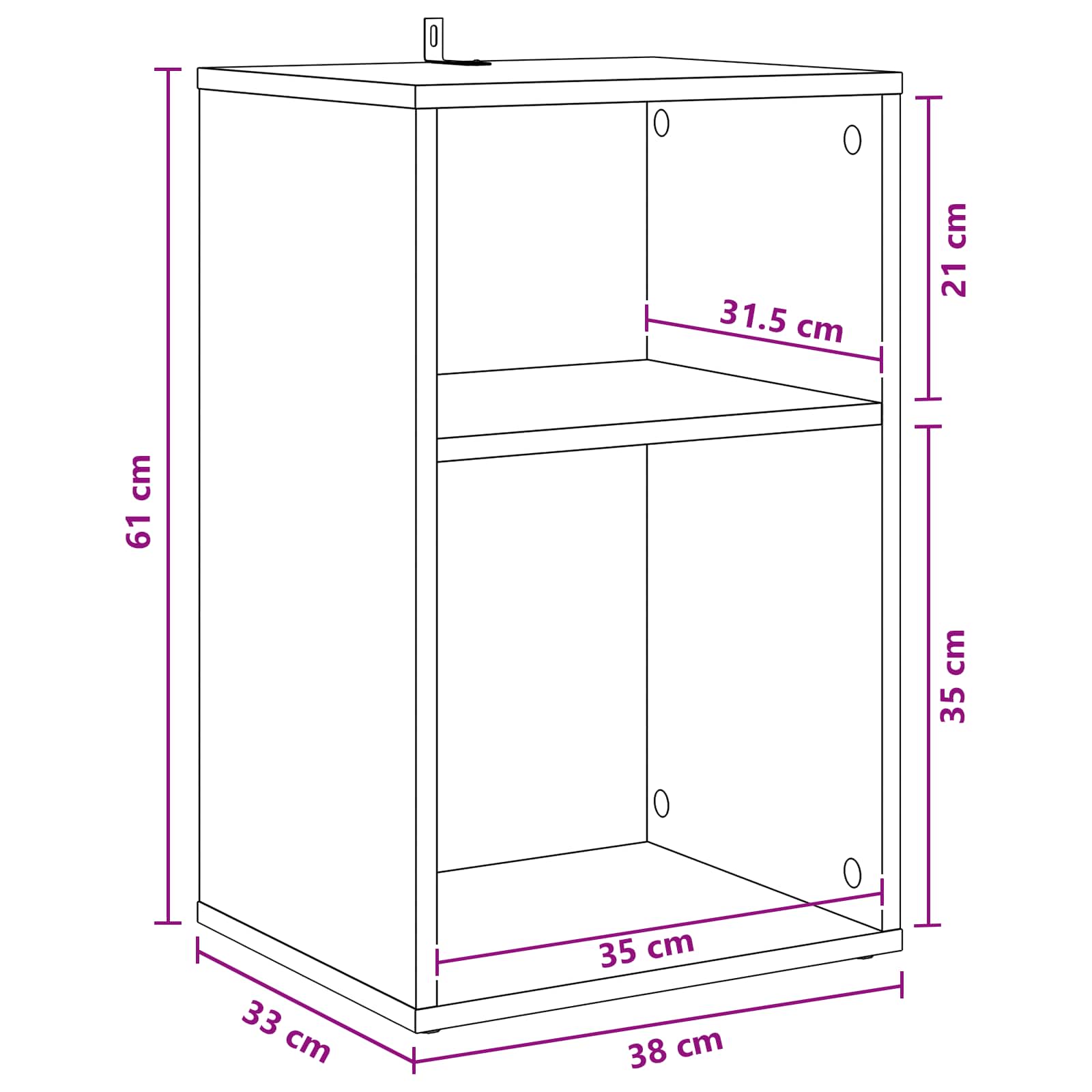 Record Cabinet White Engineered 38 cm x 61 cm