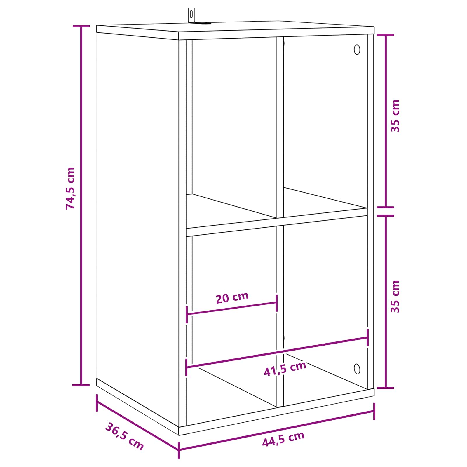 Record Cabinet White Engineered 44.5 cm x 74.5 cm