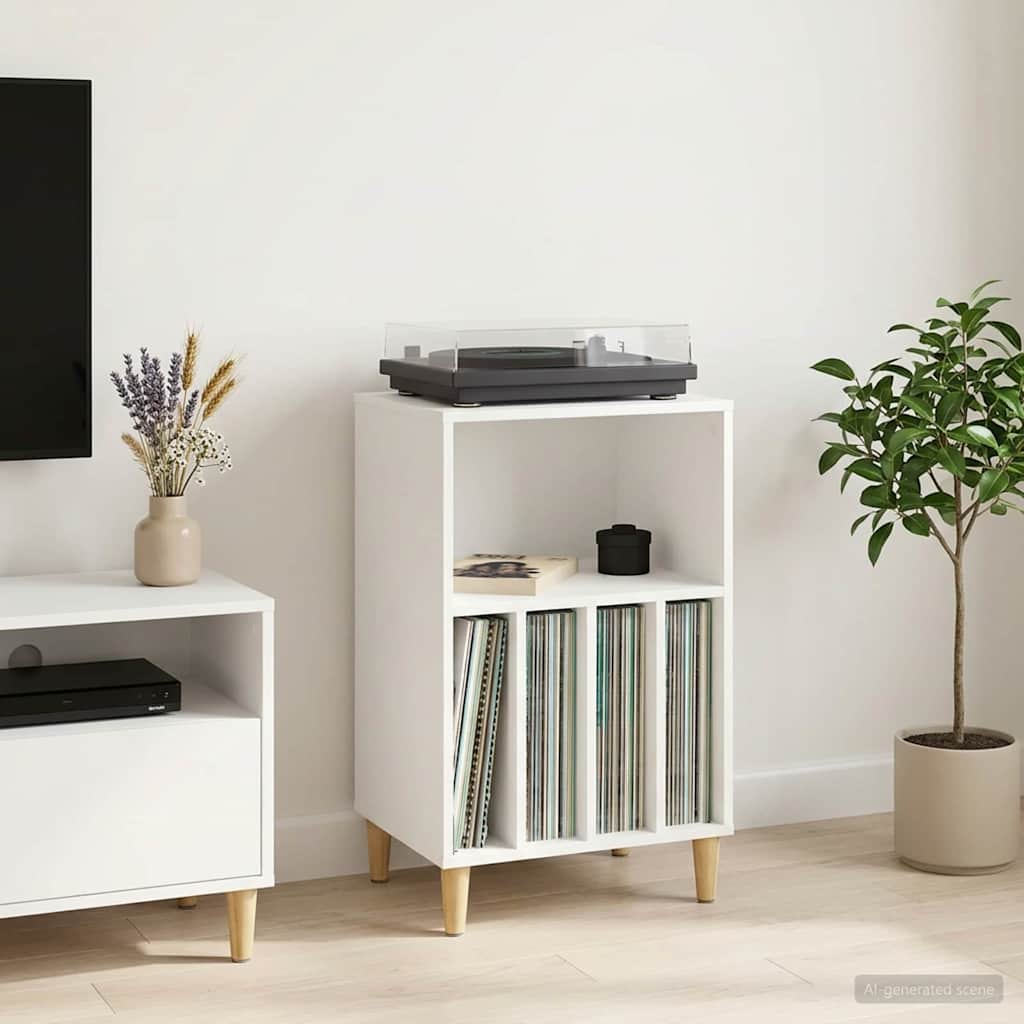 Turntable Stand White Wood 47 cm x 74.5 cm