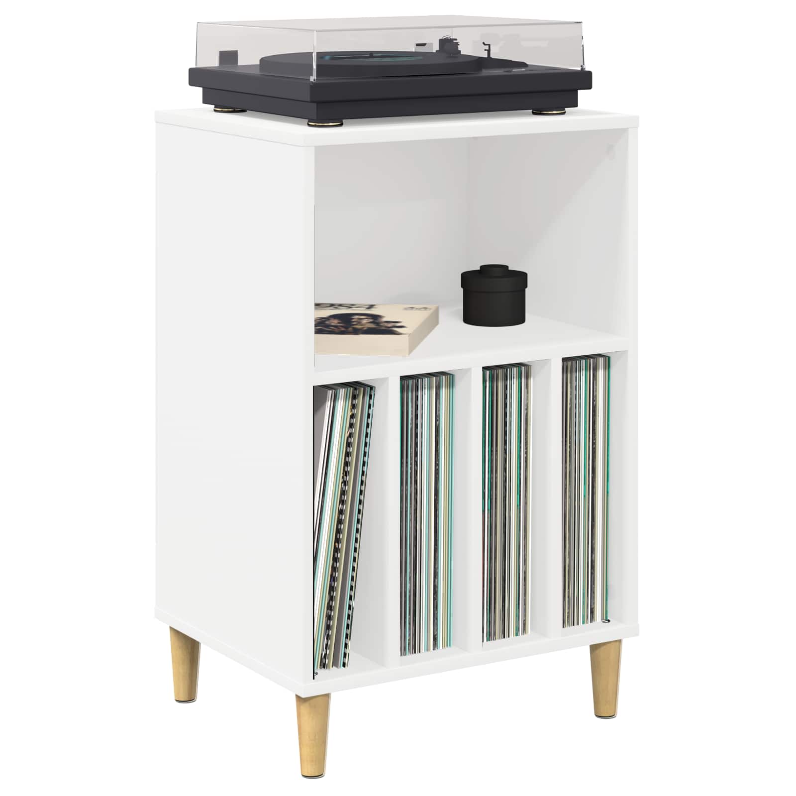 Turntable Stand White Wood 47 cm x 74.5 cm